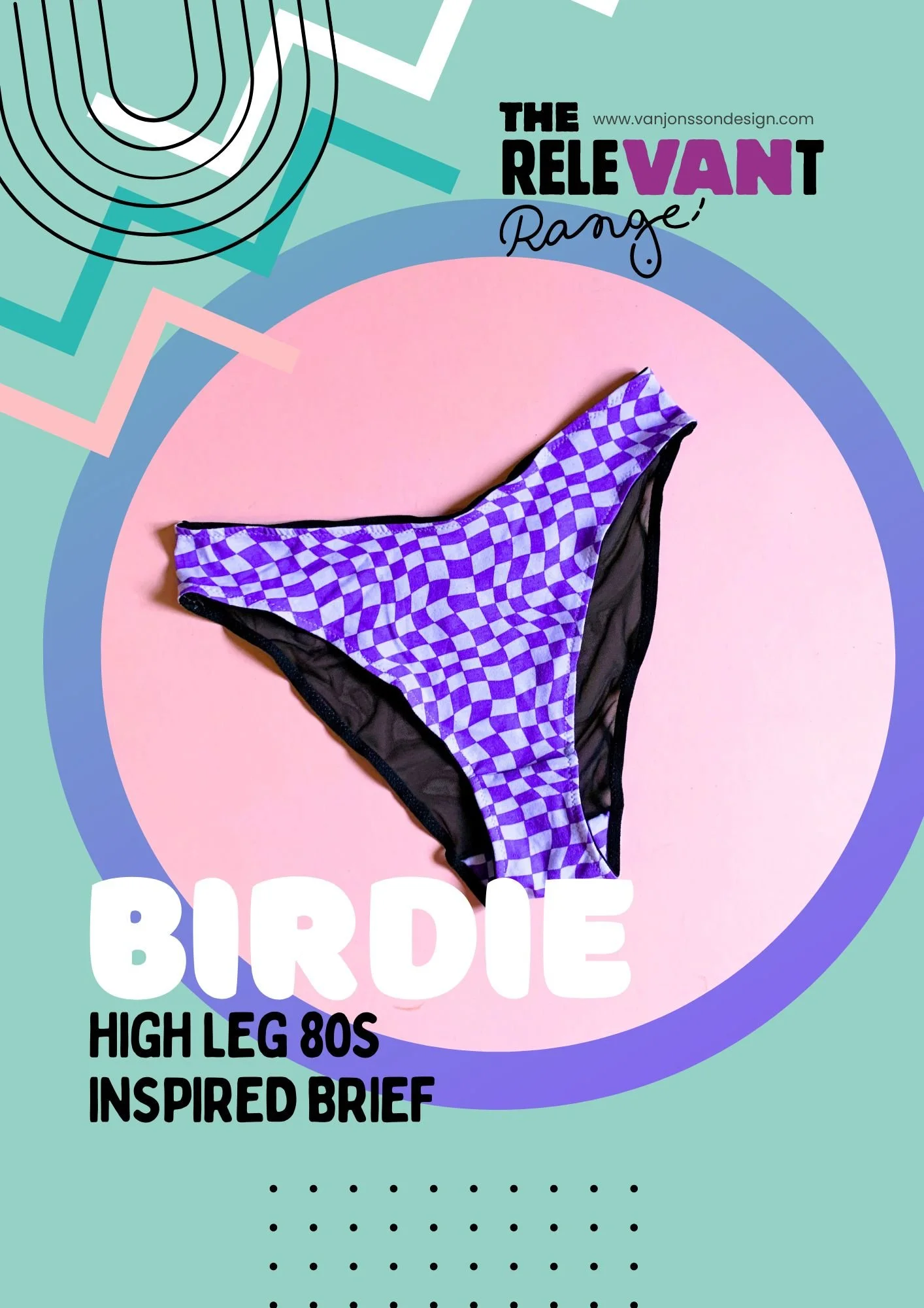 New Pattern Birdie high leg, mid waist brief — Van Jonsson Design