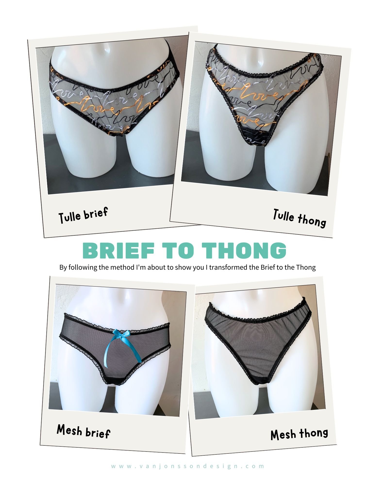 How to change a brief pattern to a thong or G-string pattern — Van Jonsson  Design