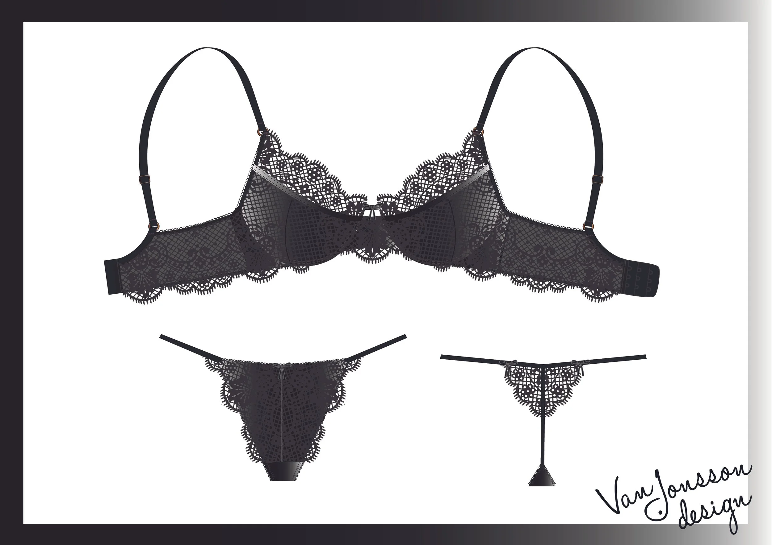technical drawings for lingerie design