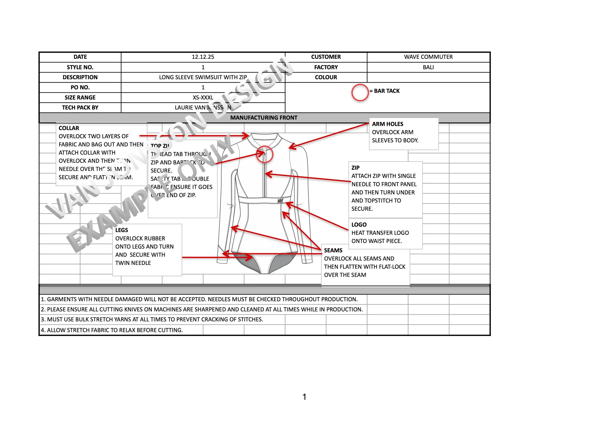 construction page of tech pack
