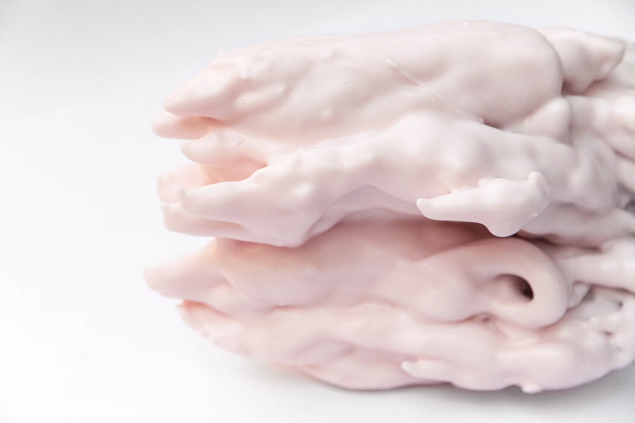 Folds. In the Depth of Reflection. Tallow, bee's wax, lipstick, blushes, personal objects 90 x 30 x 45 cm 2017