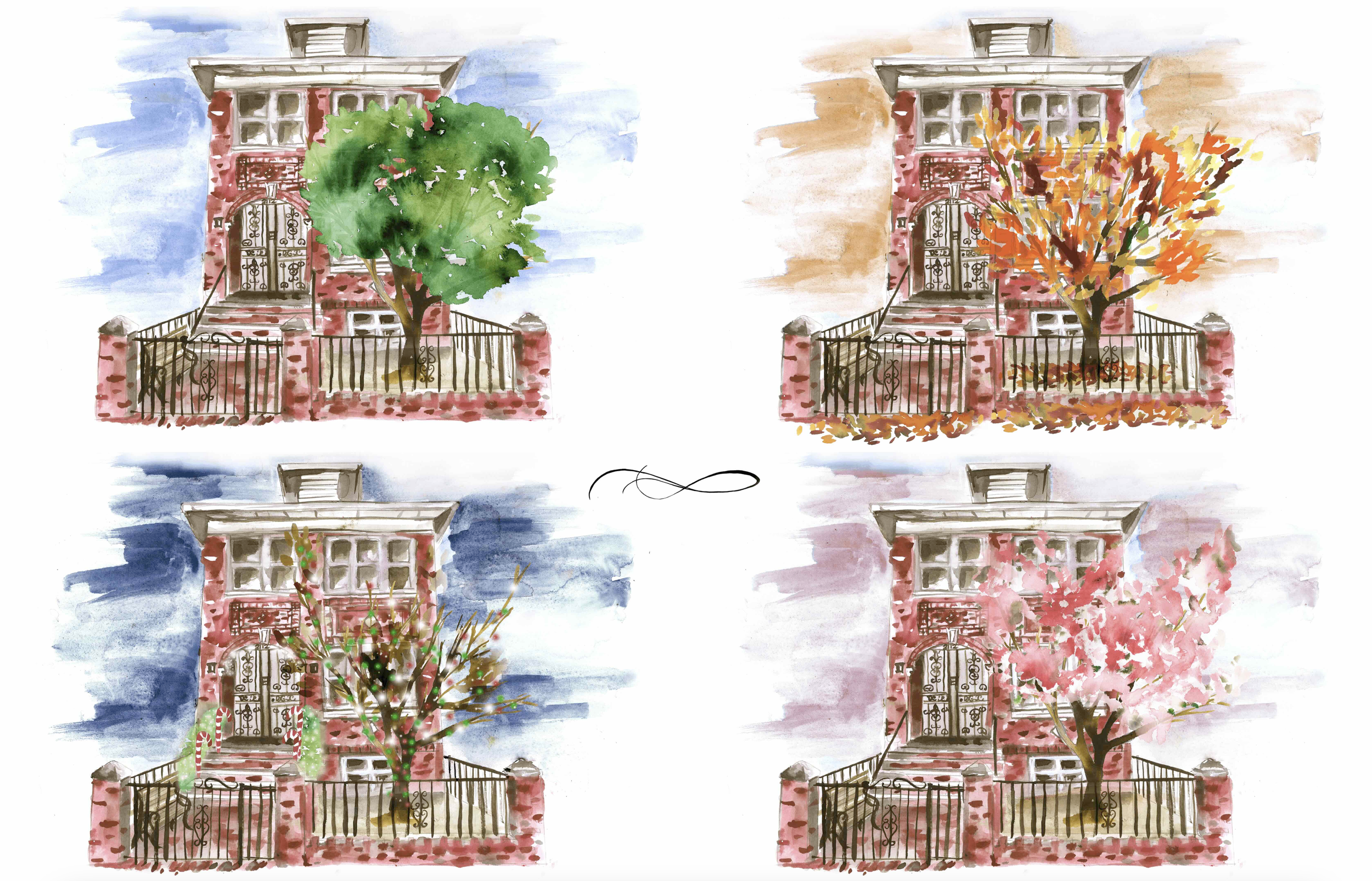 Custom House Portrait Watercolor Illustration
