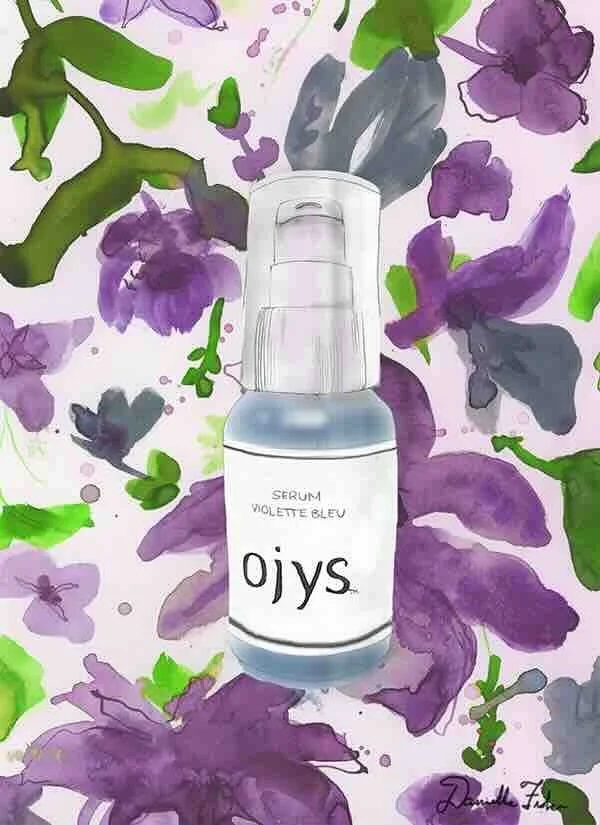 Watercolor floral illustration for a beauty brand — purple botanical pattern by Danielle Rose Fisher NYC