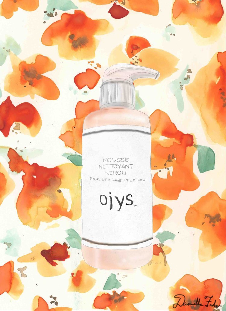 Watercolor floral illustration for a beauty brand — purple botanical pattern by Danielle Rose Fisher NYC