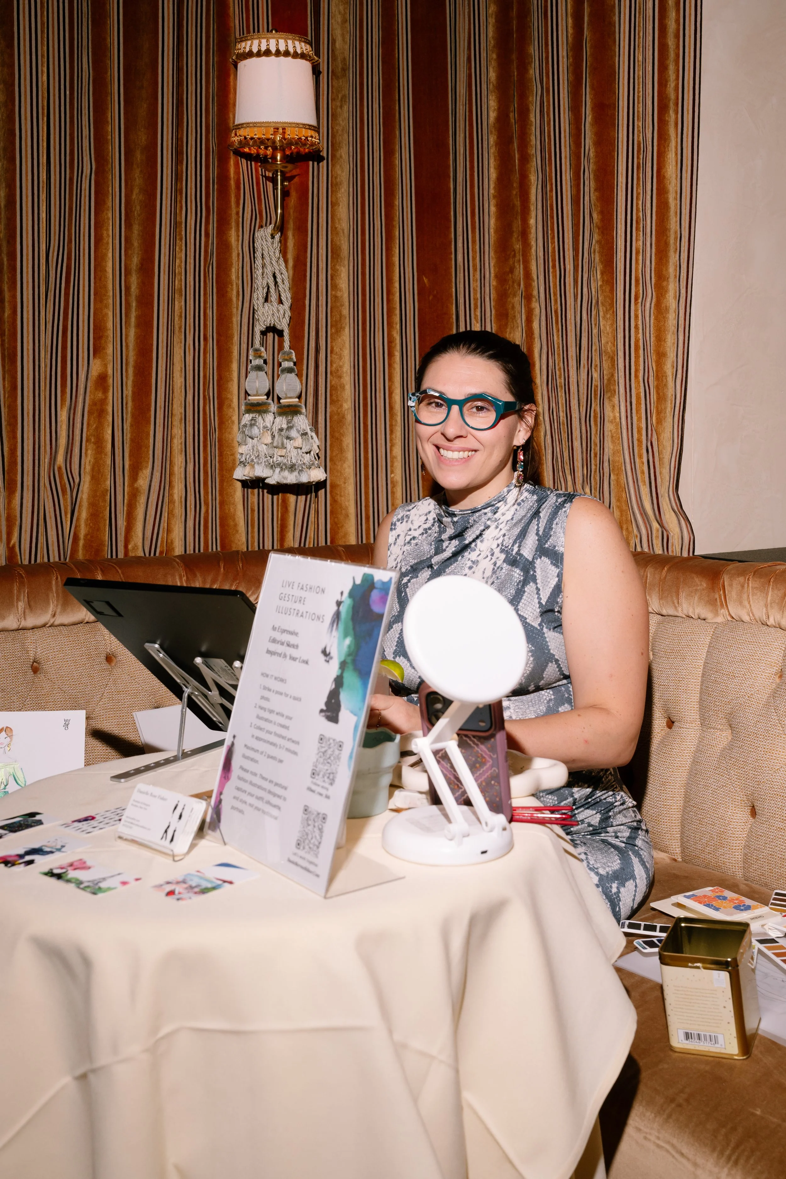 Danielle Rose Fisher at a live runway fashion illustrations event — NYC brand activation illustrator