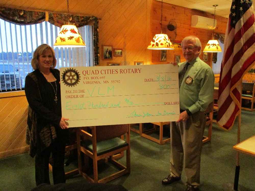 Jim Glancy, Quad Cities Rotary President and Sheila Davidson, VLM Board President