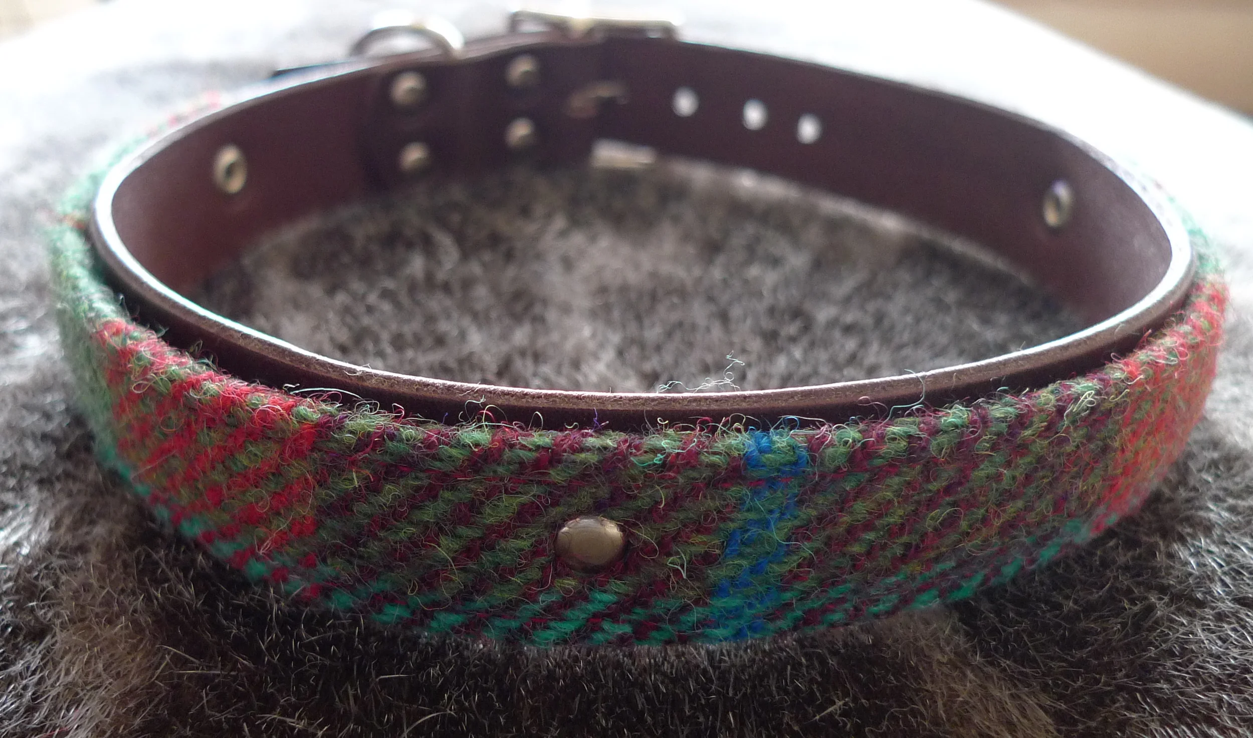 Red, Turquoise and Brown Harris Tweed