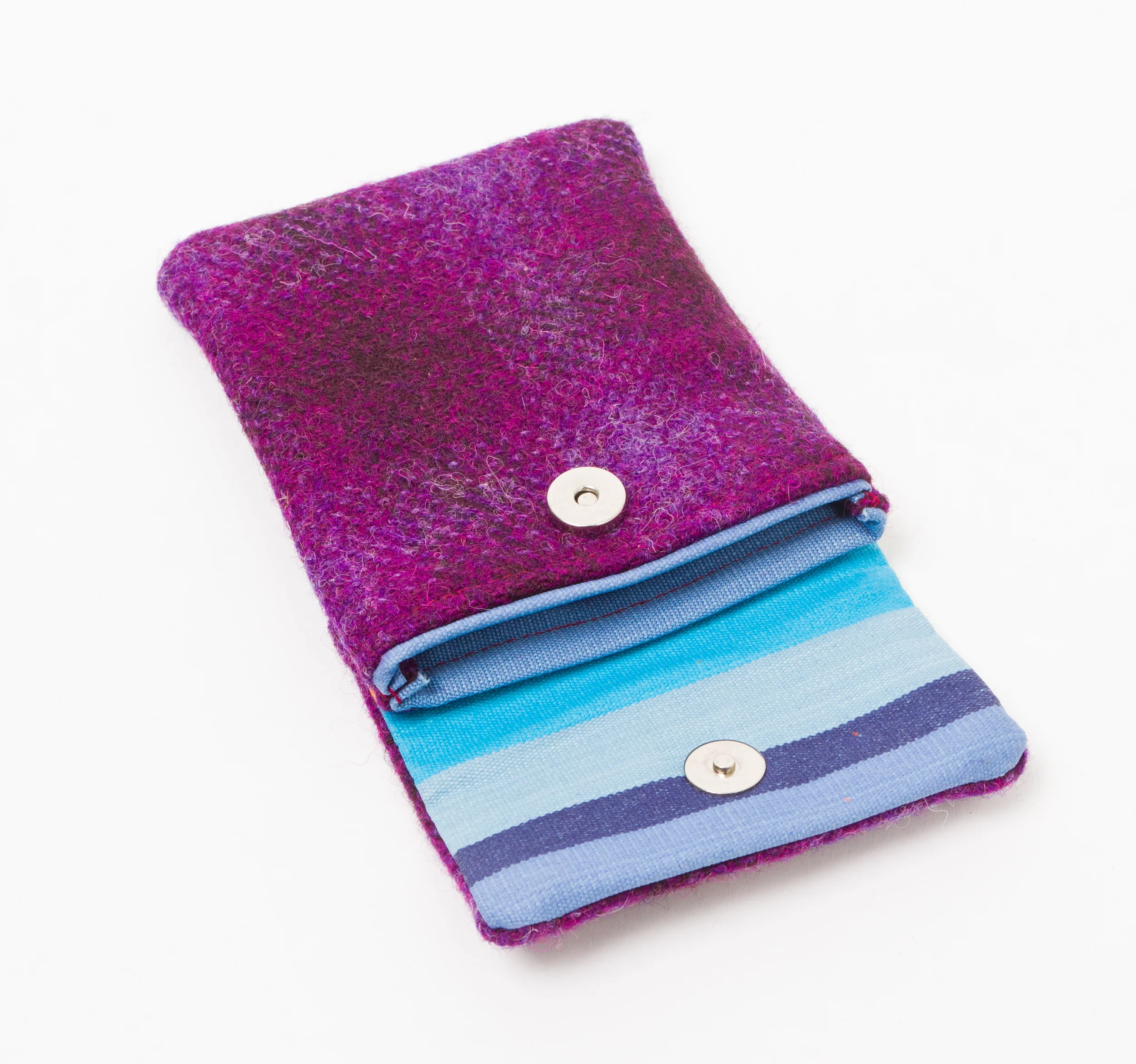 Purple tartan detachable treat bag with striped lining