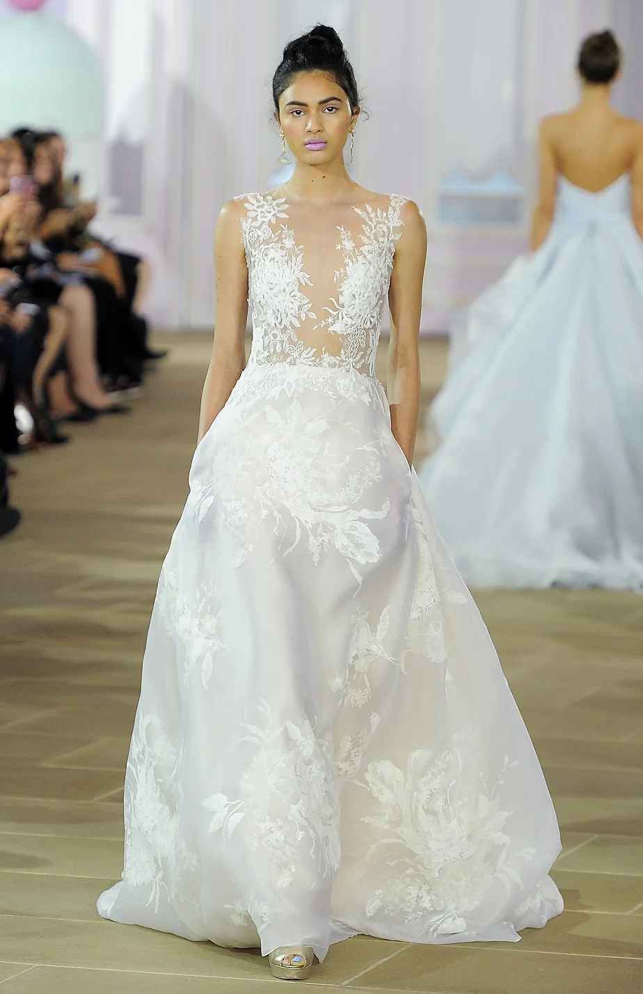 floating lace wedding dress