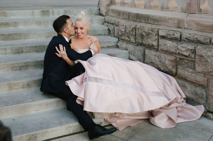 Real Wedding: Stephanie + Zach | Chic Wedding in a Blush Tara LaTour Gown