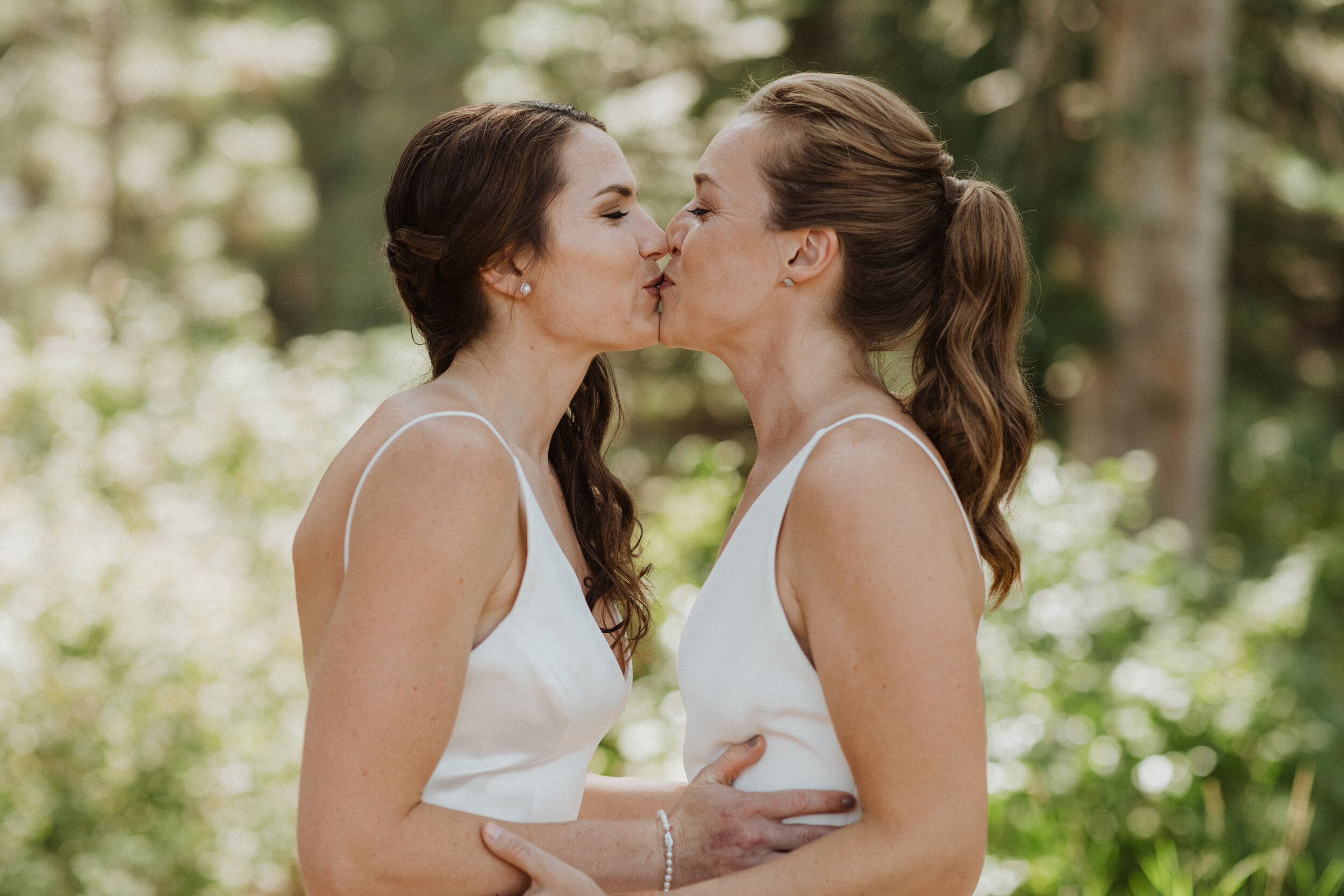  Sara and Leslie Lake Tahoe wedding in Alexandra Grecco Wedding Dresses 