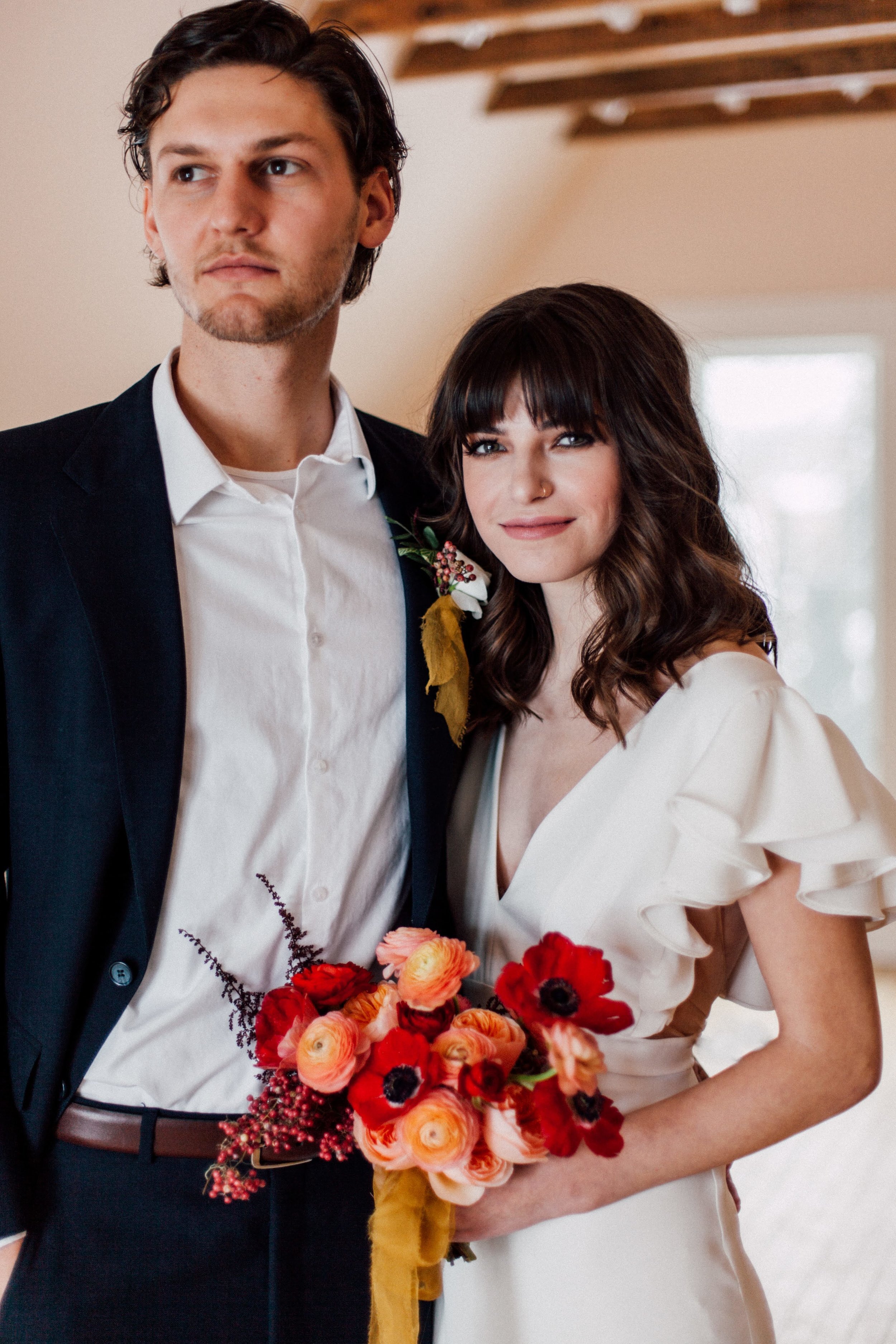  Modern and colorful summer bridal portrait session in Alexandra Grecco wedding dresses 