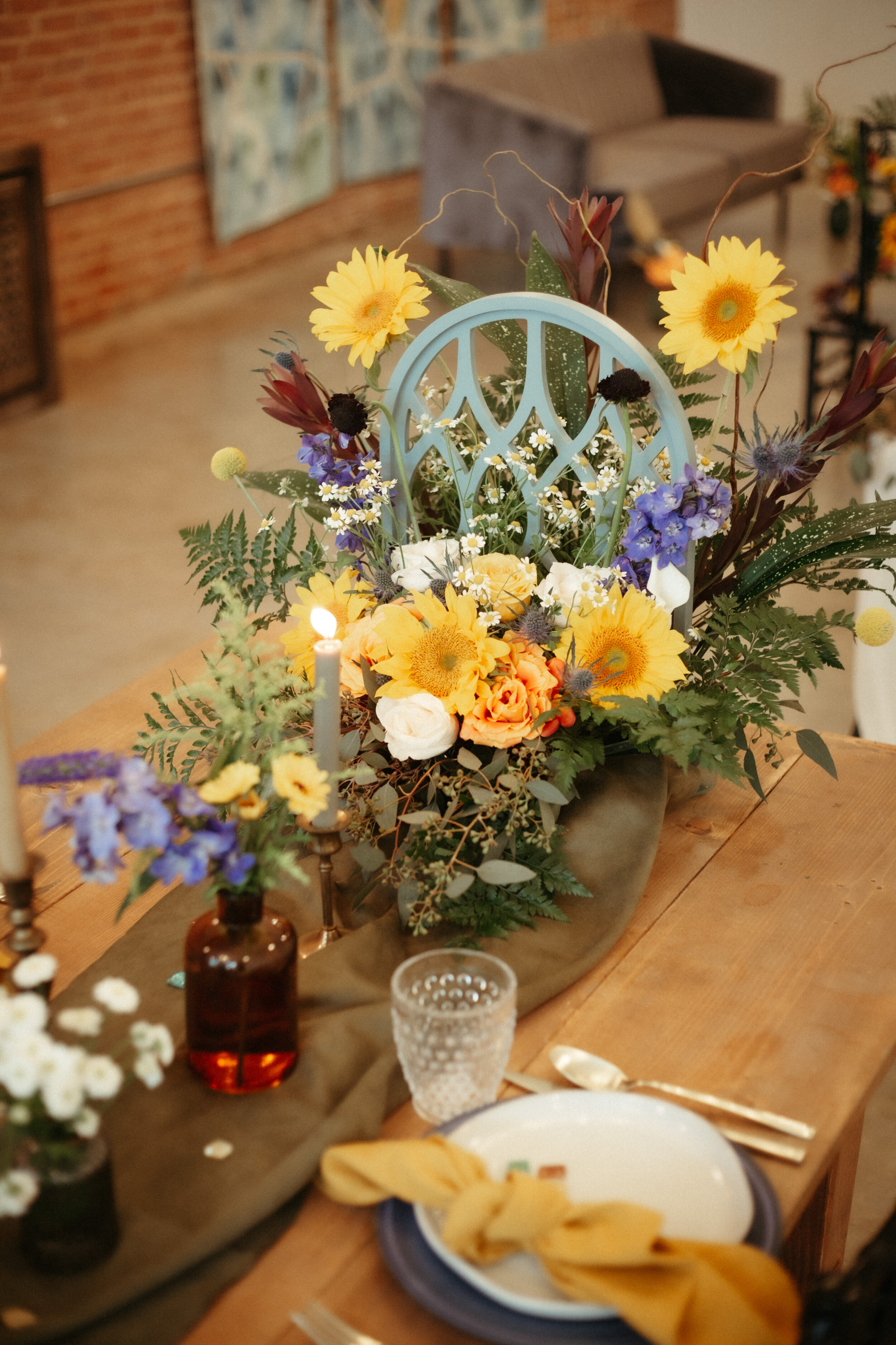  Artistic and colorful styled wedding shoot at Blanc Denver in Katherine Tash Ilaria wedding dress 