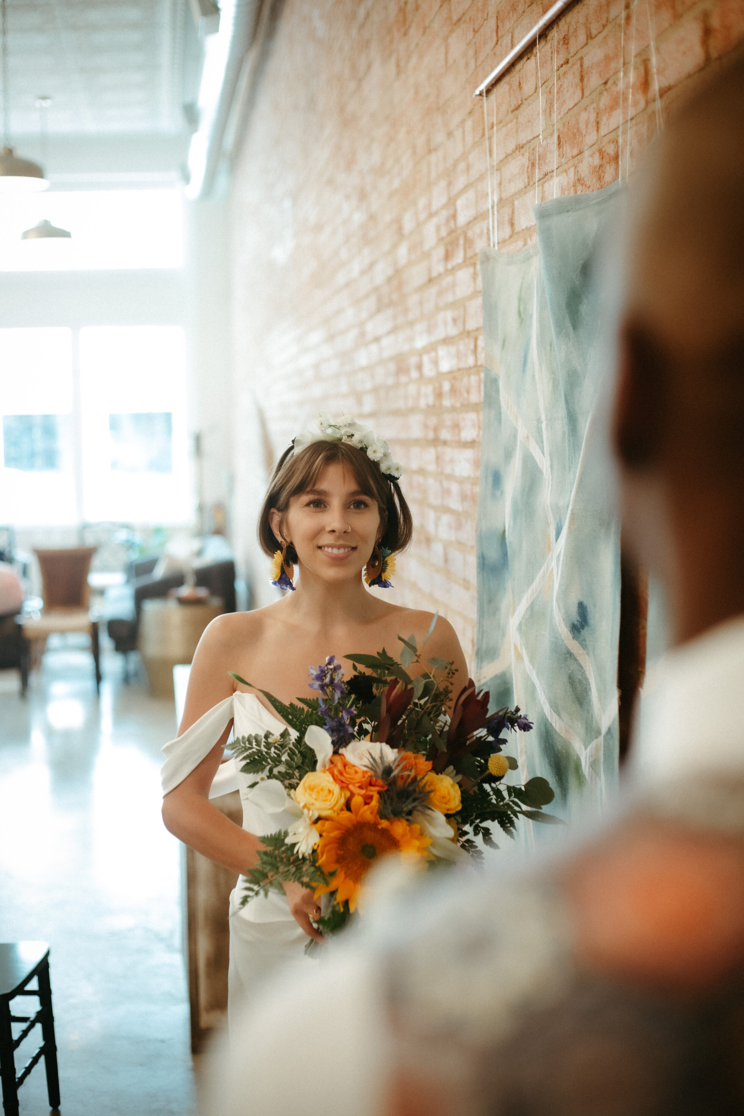  Artistic and colorful styled wedding shoot at Blanc Denver in Katherine Tash Ilaria wedding dress 