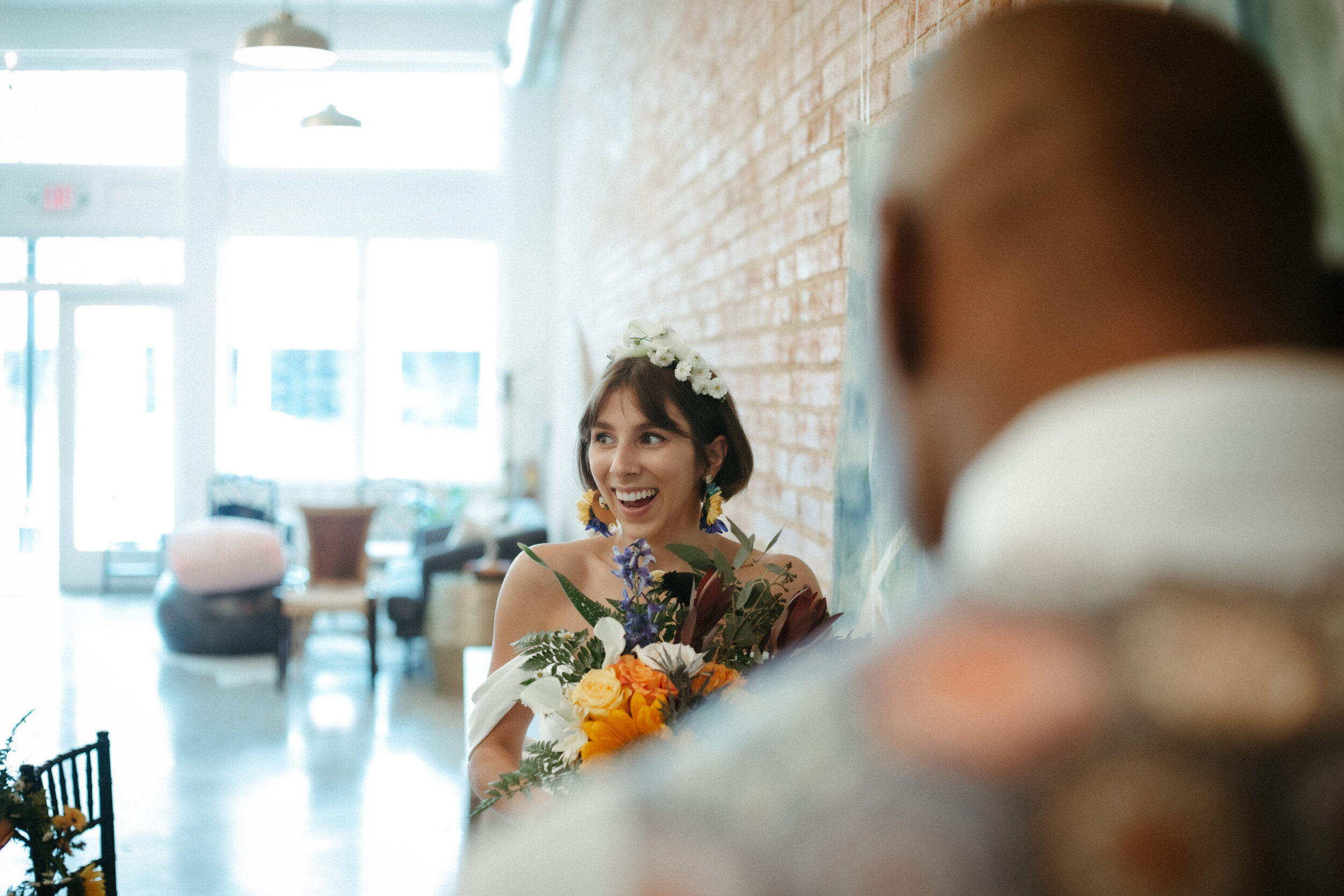  Artistic and colorful styled wedding shoot at Blanc Denver in Katherine Tash Ilaria wedding dress 