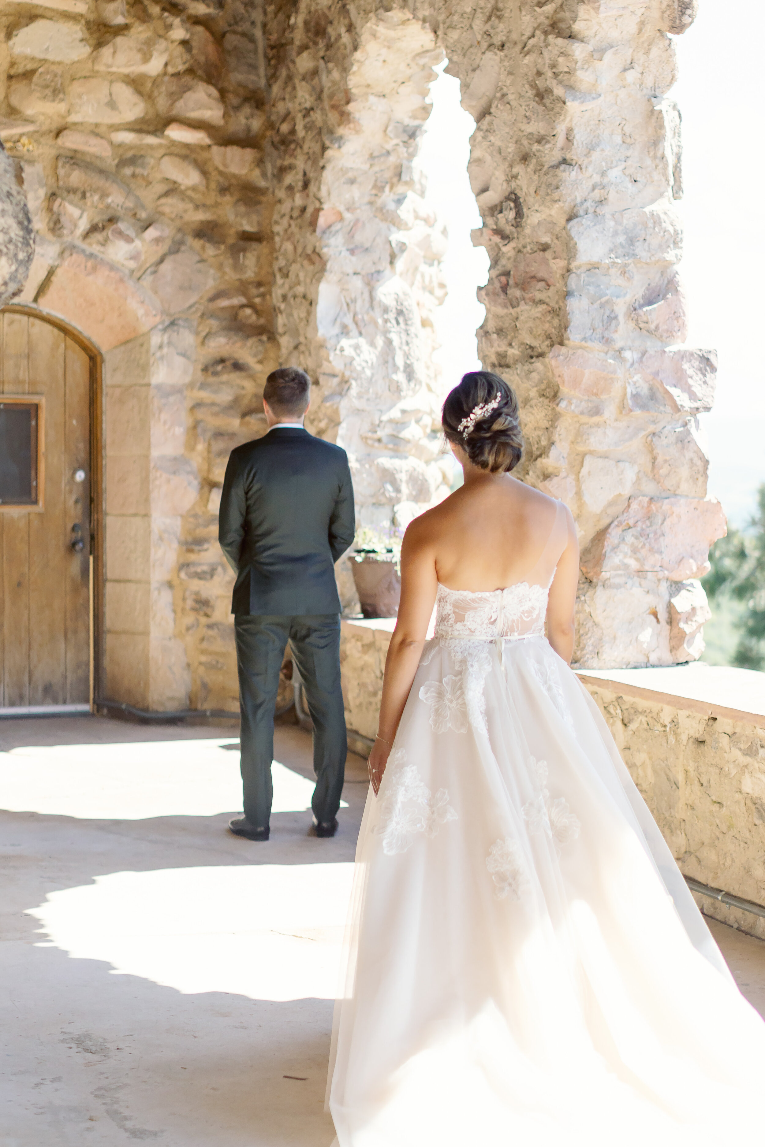  Ines Di Santo Peony wedding gown for Michele and Matthew’s real wedding at the Cherokee Ranch and Castle in Colorado 