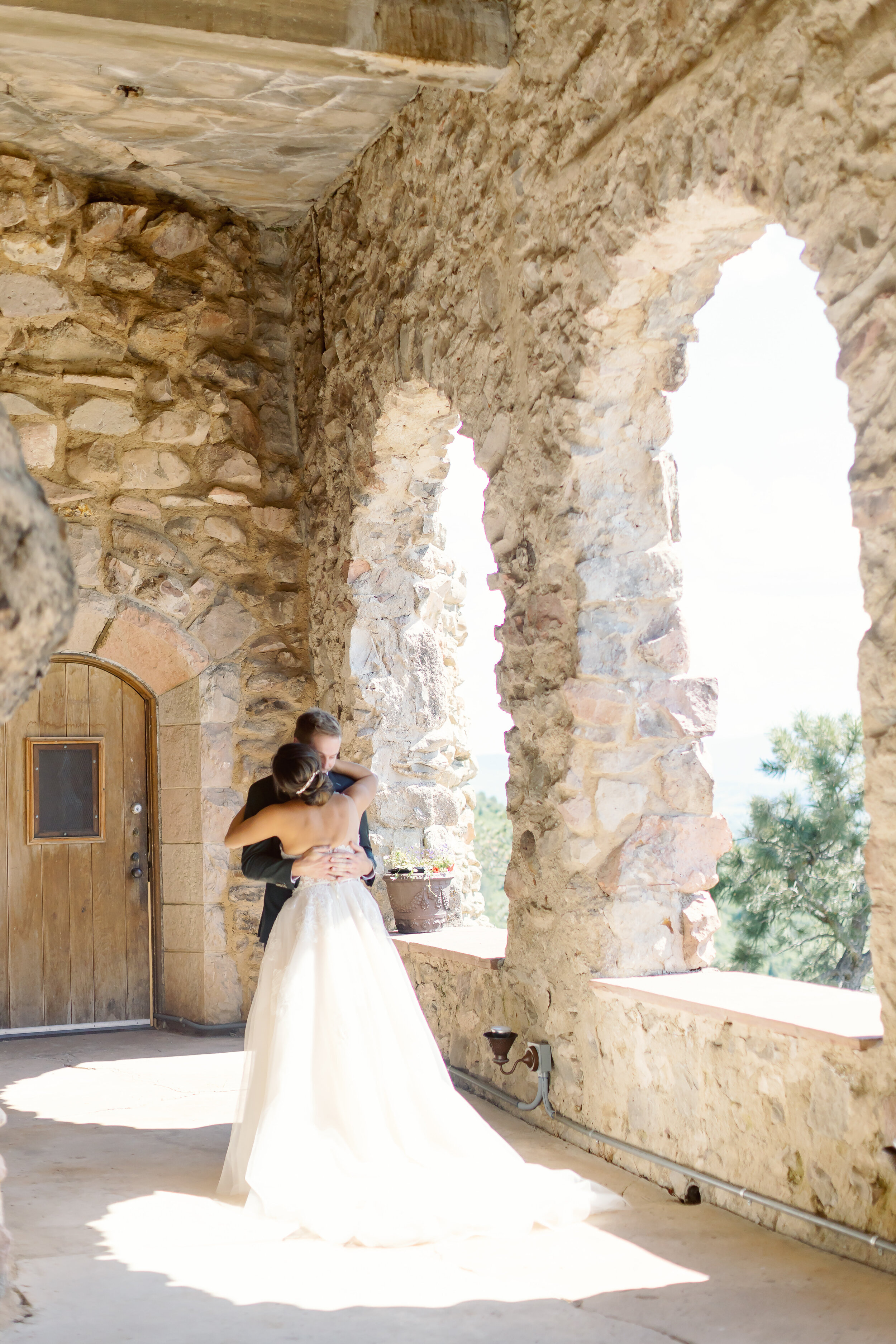  Ines Di Santo Peony wedding gown for Michele and Matthew’s real wedding at the Cherokee Ranch and Castle in Colorado 