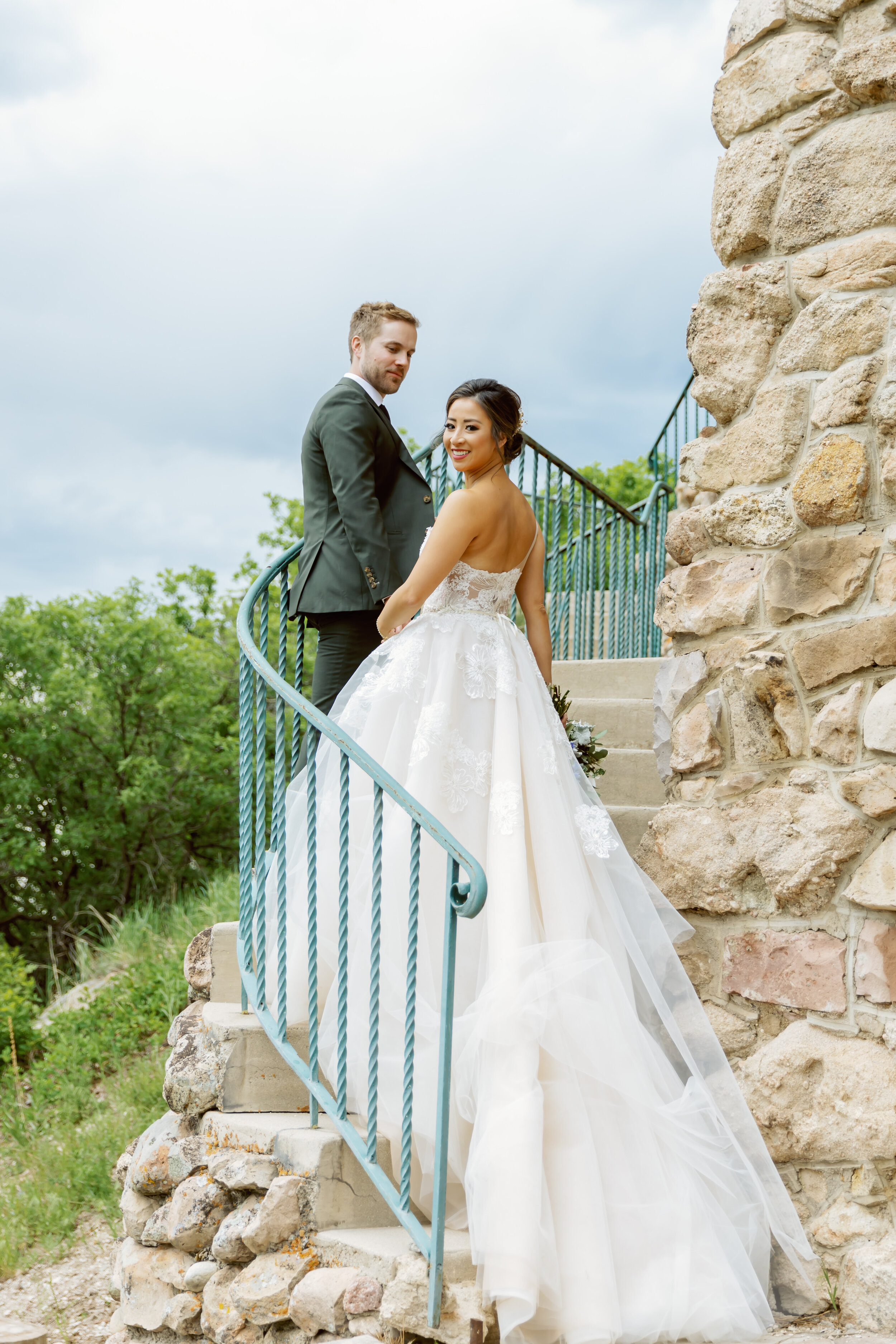  Ines Di Santo Peony wedding gown for Michele and Matthew’s real wedding at the Cherokee Ranch and Castle in Colorado 