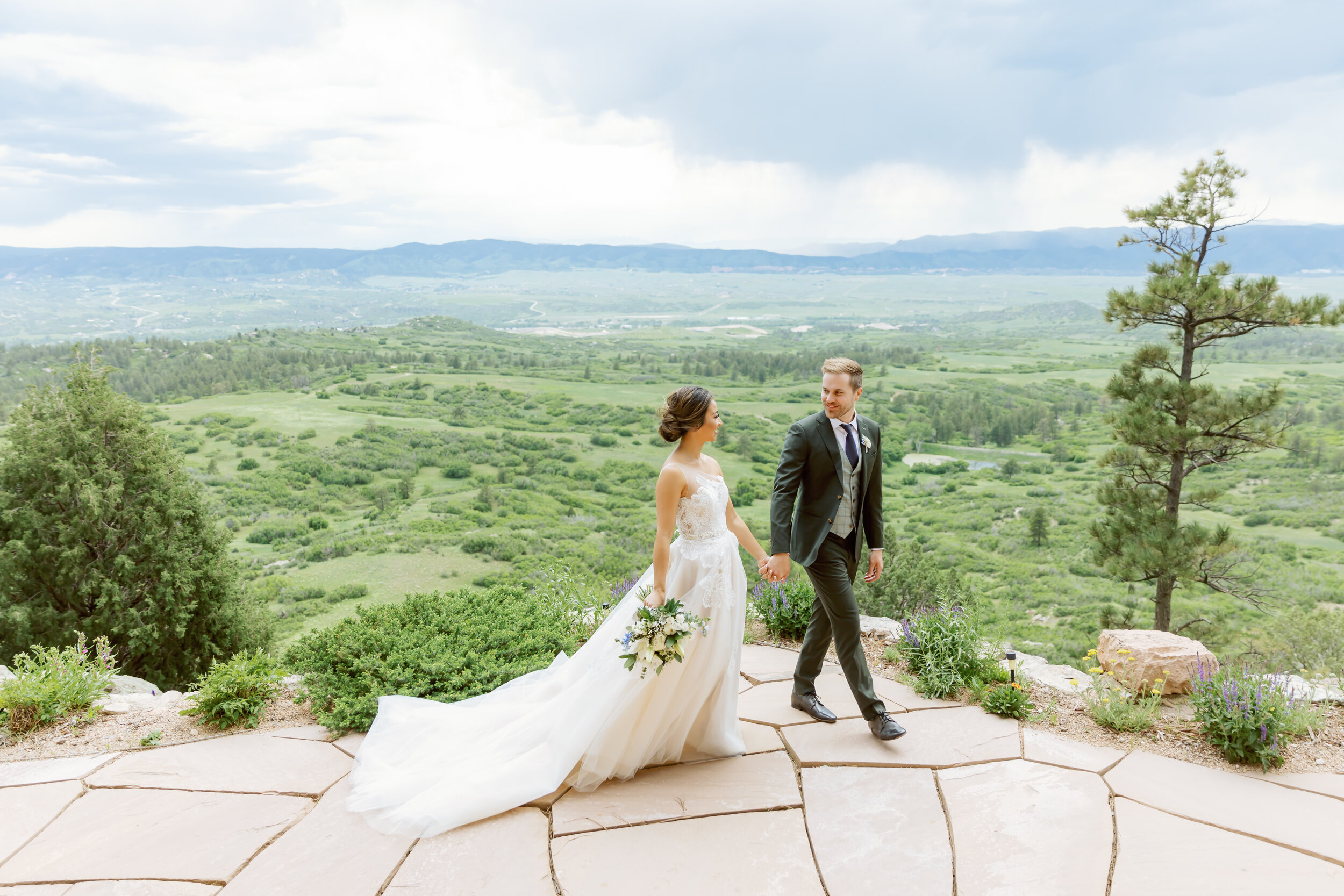  Ines Di Santo Peony wedding gown for Michele and Matthew’s real wedding at the Cherokee Ranch and Castle in Colorado 