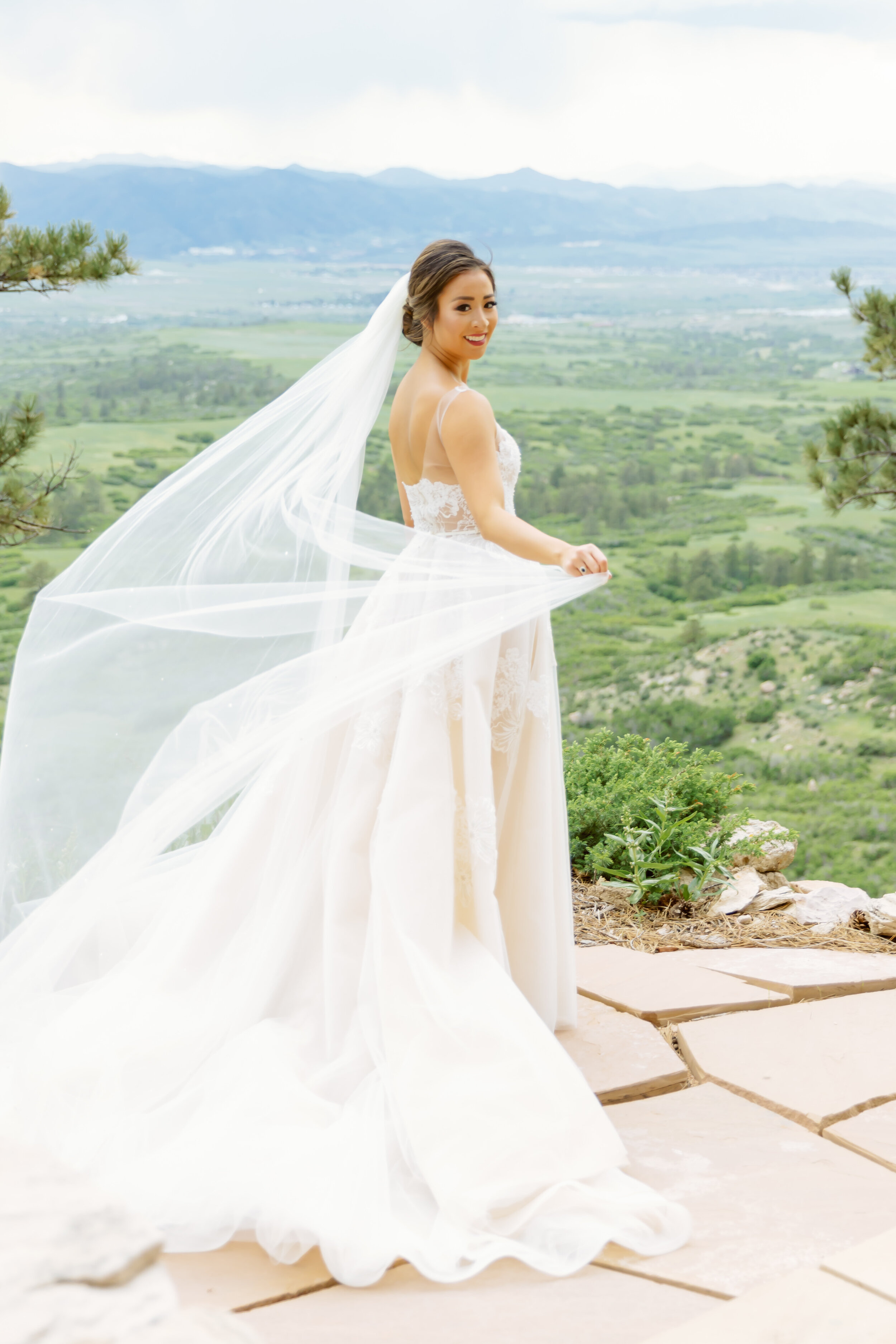  Ines Di Santo Peony wedding gown for Michele and Matthew’s real wedding at the Cherokee Ranch and Castle in Colorado 
