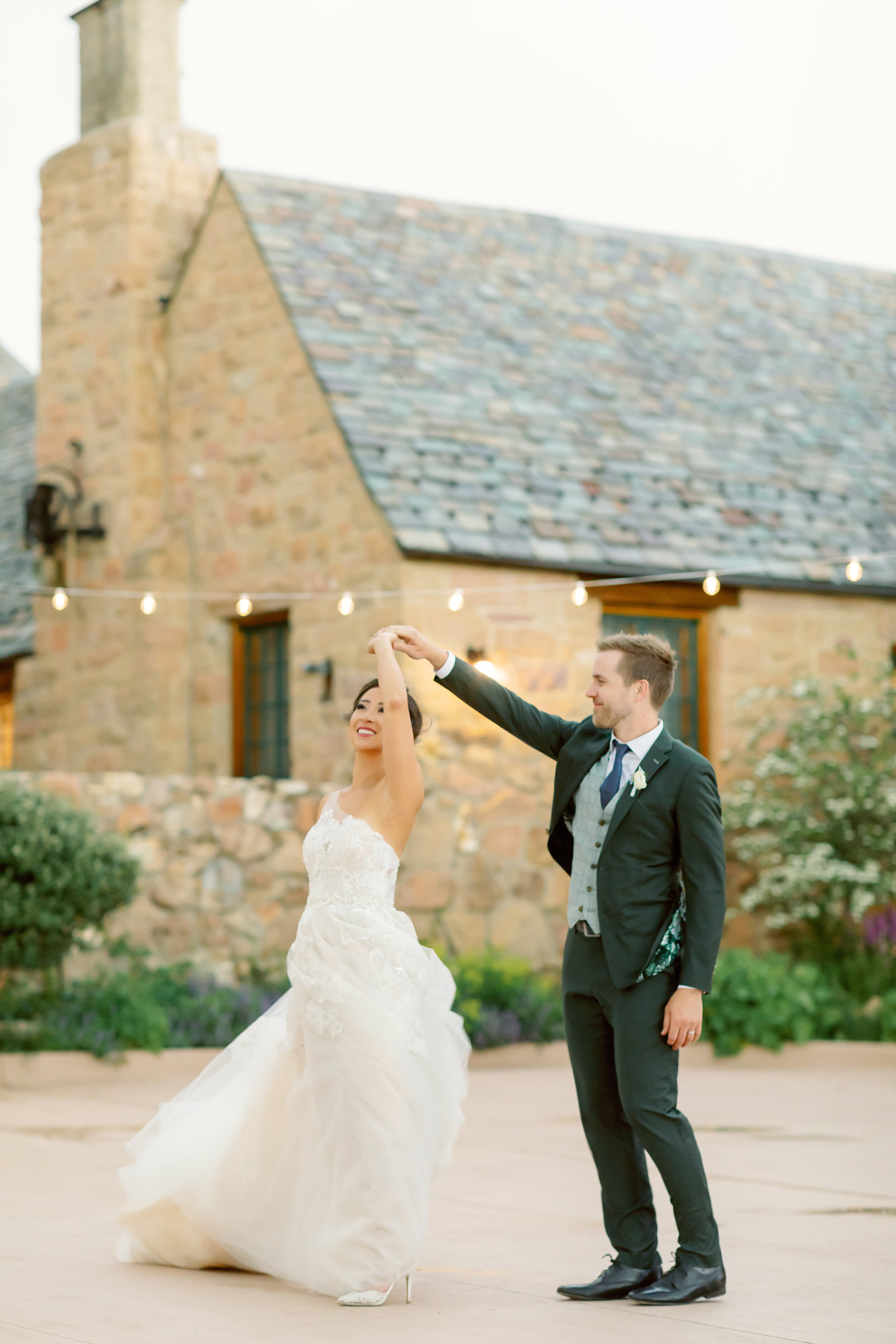  Ines Di Santo Peony wedding gown for Michele and Matthew’s real wedding at the Cherokee Ranch and Castle in Colorado 