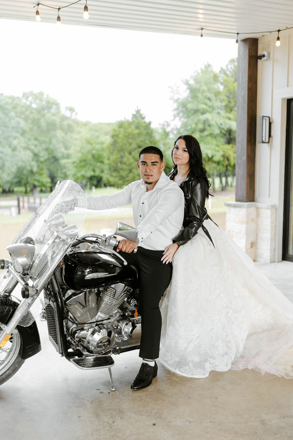 Tara LaTour Delta wedding gown for an edgy motorcycle styled bridal shoot at Margot Hill in Texas 