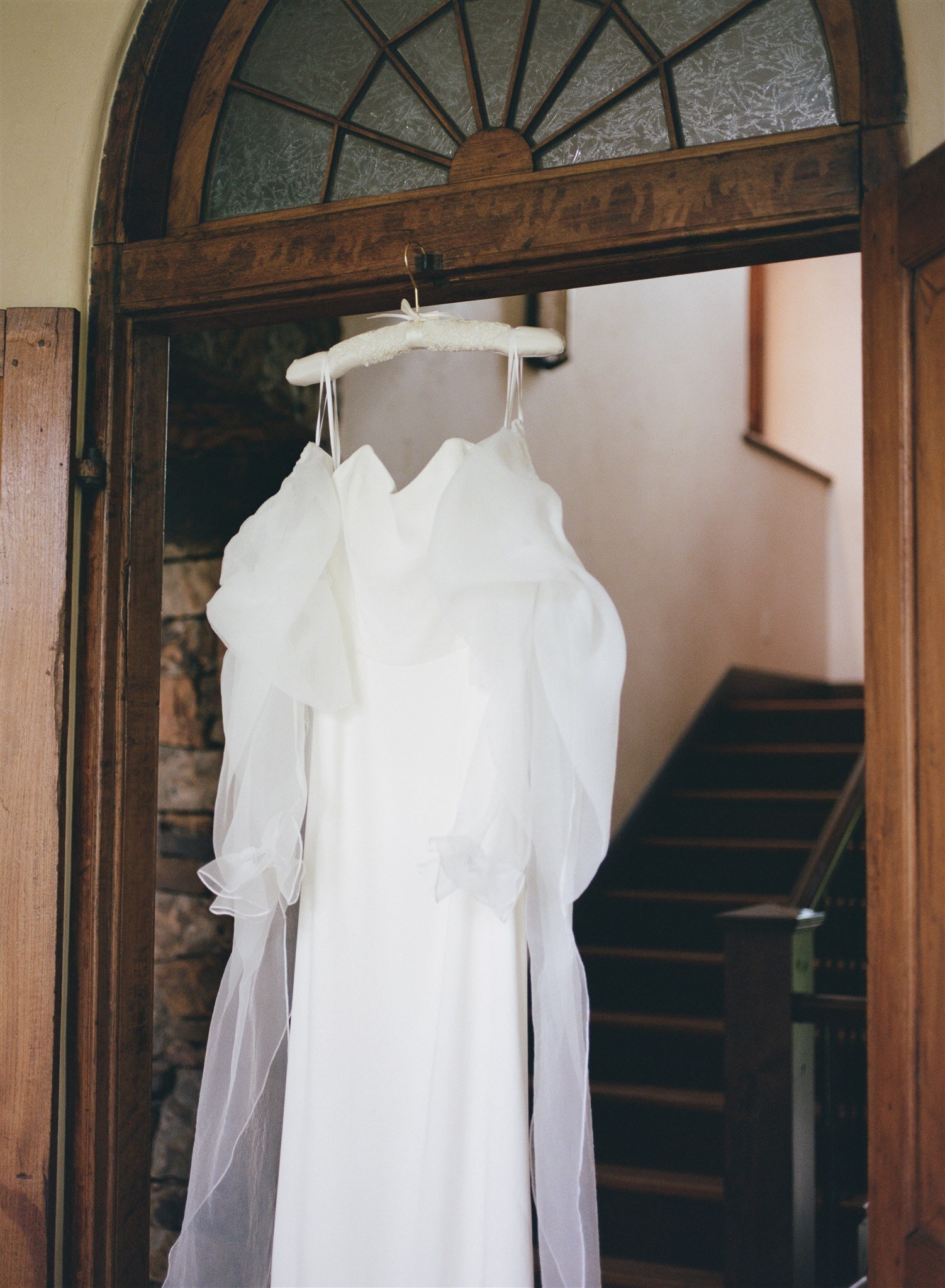  ROSE wedding dress by The Label hanging waiting for the bride 