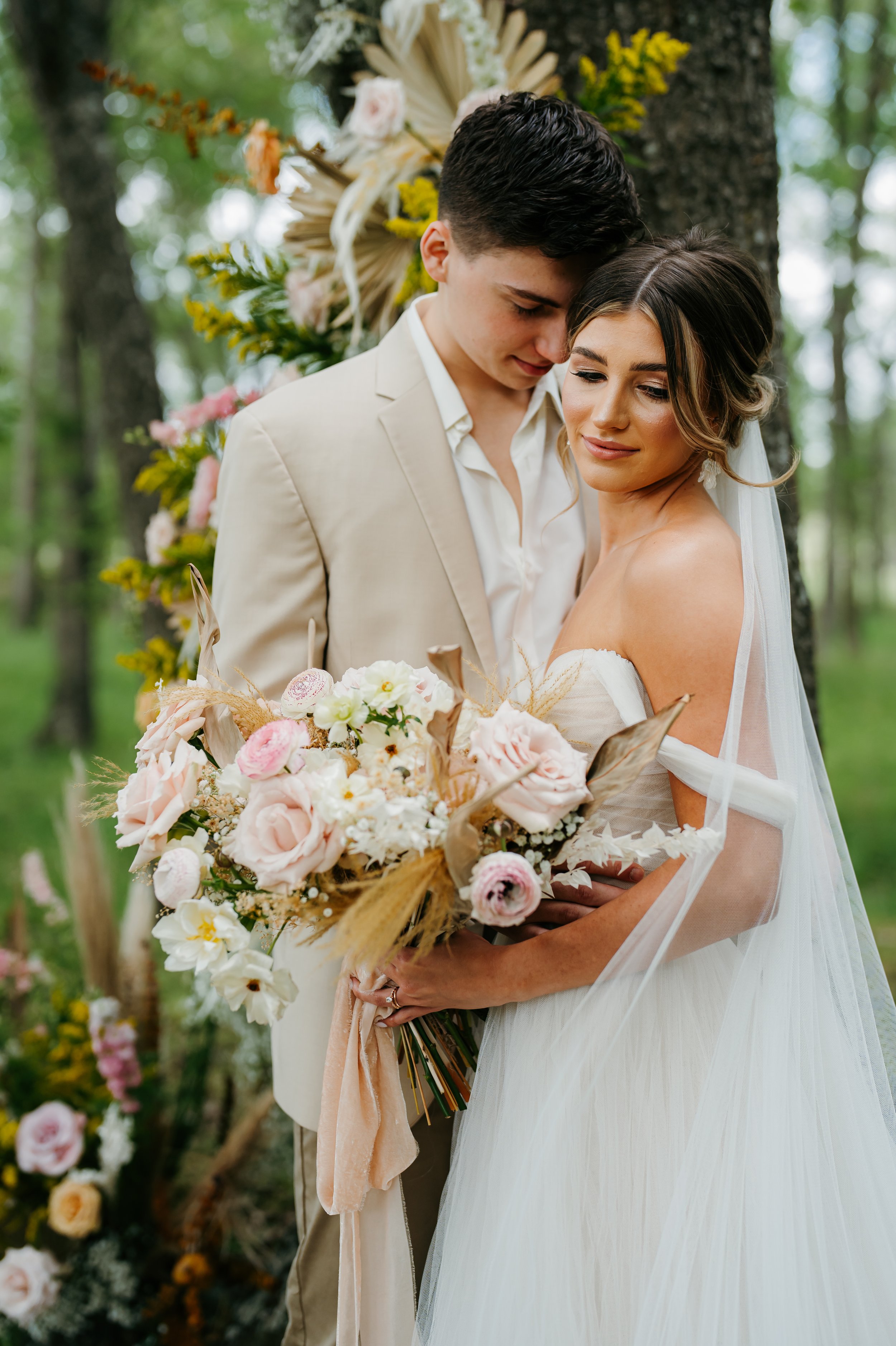 watters wedding dress in a forest styled wedding