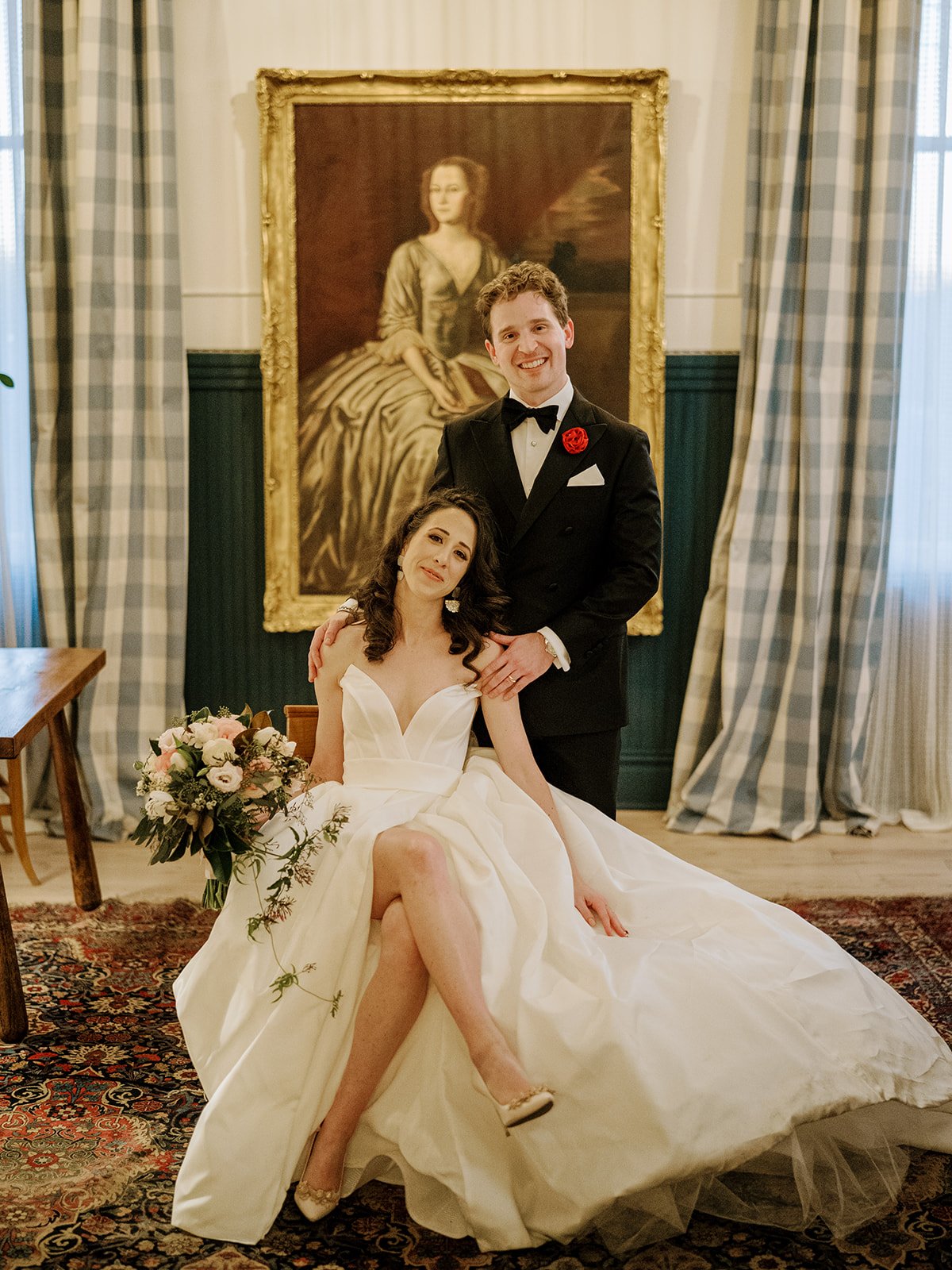 classic and cool wedding in a restroed convent in new orleans featuring a ball gown by ines di santo.