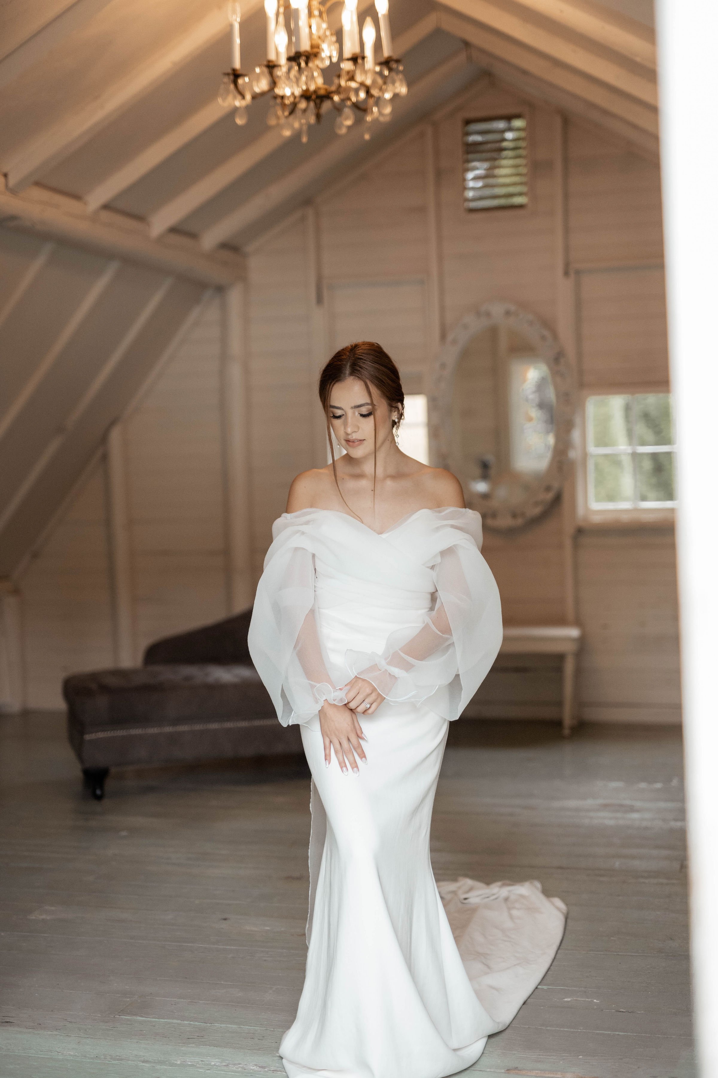 luxe barn styled shoot featuring the fashion-forward gown by the label.