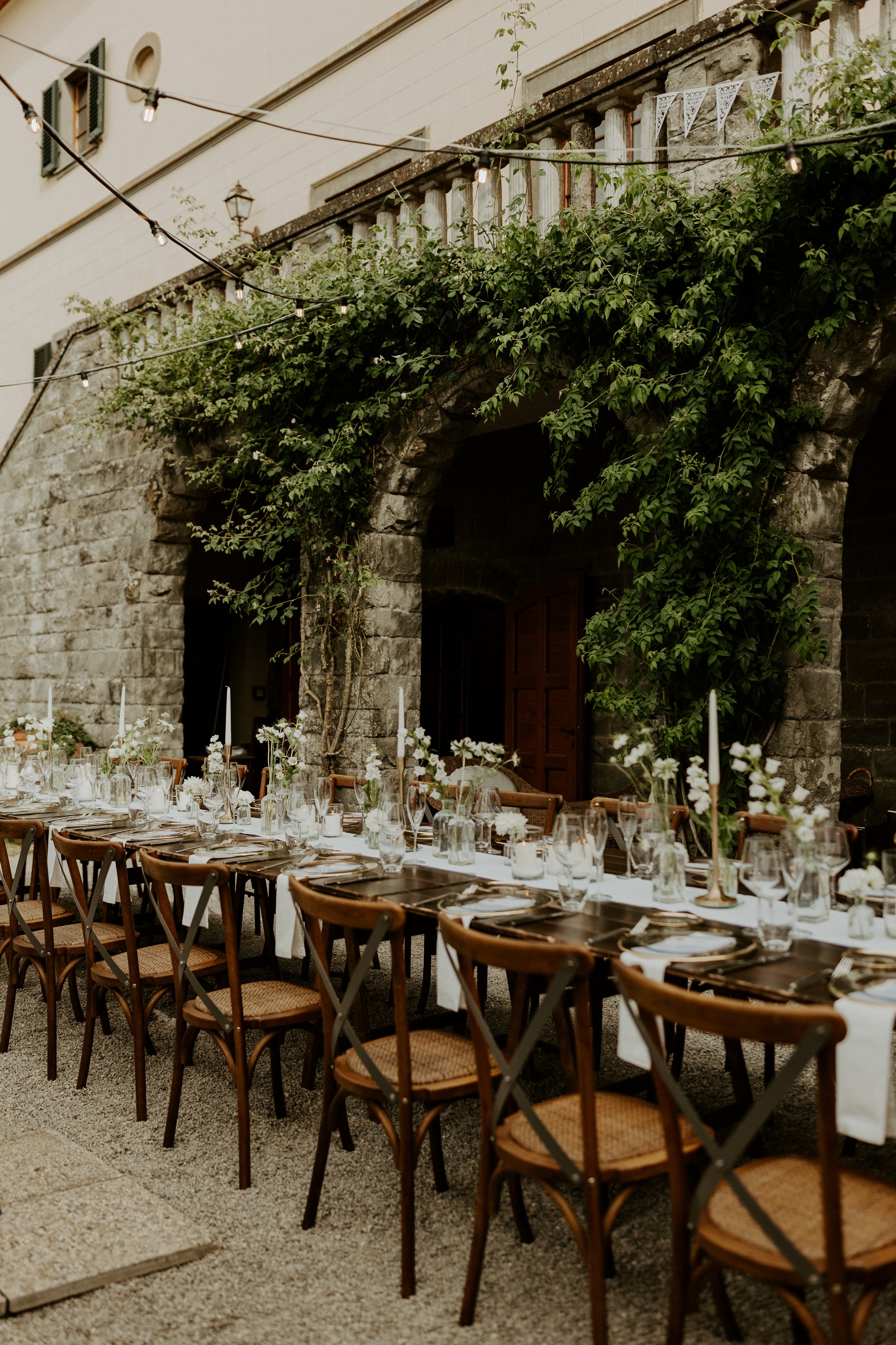 vintage italian countryside wedding reception