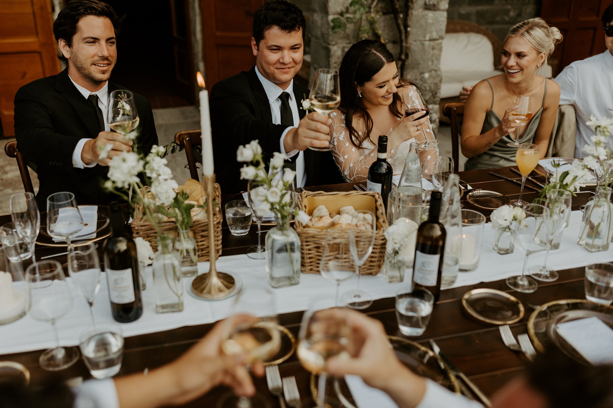 a tuscany wedding reception featuring an italian feast