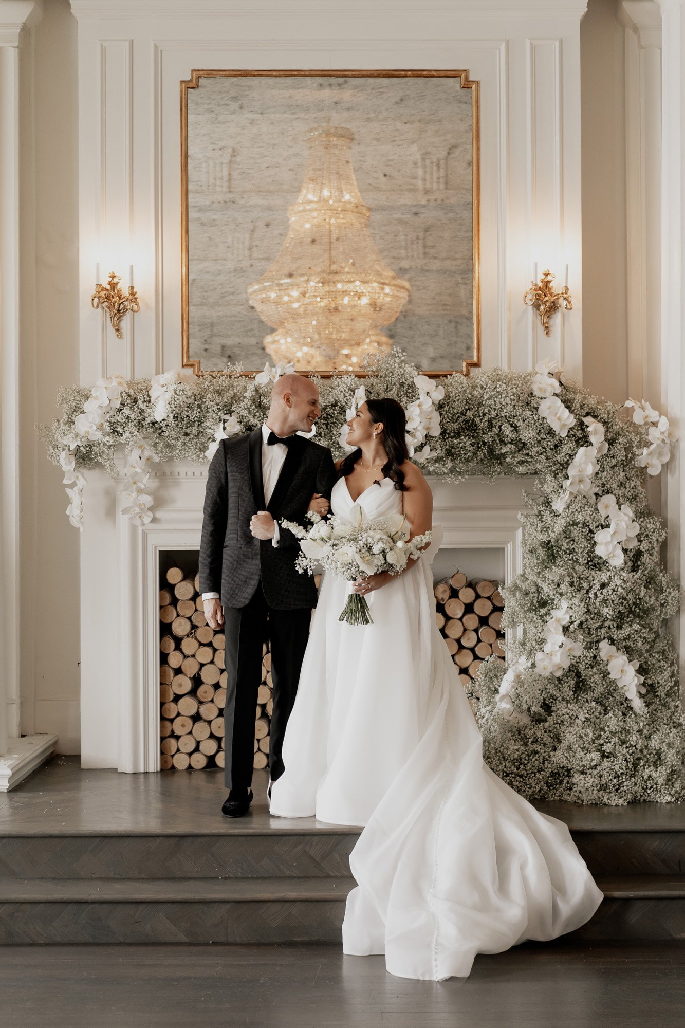 this classic couple on thier wedding day at the mason in dallas featuring a eva lendel wedding dress from anna be bridal boutique