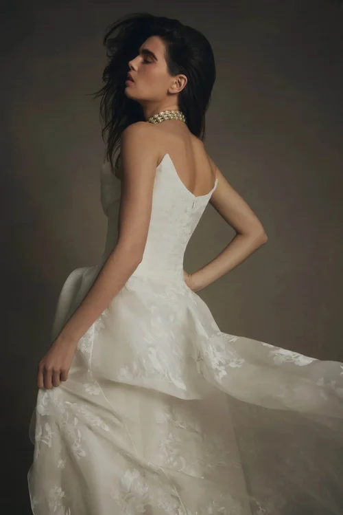 sachin and babi light blue dress Blush Basque Waist Wedding Dress with Lace Corset and Silk Flowers  Boom  Blush