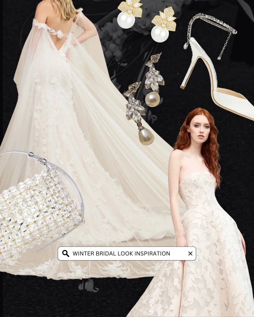 Winter Wedding Dress Inspiration and Bridal Accessory Ideasanna b bridal  boutique