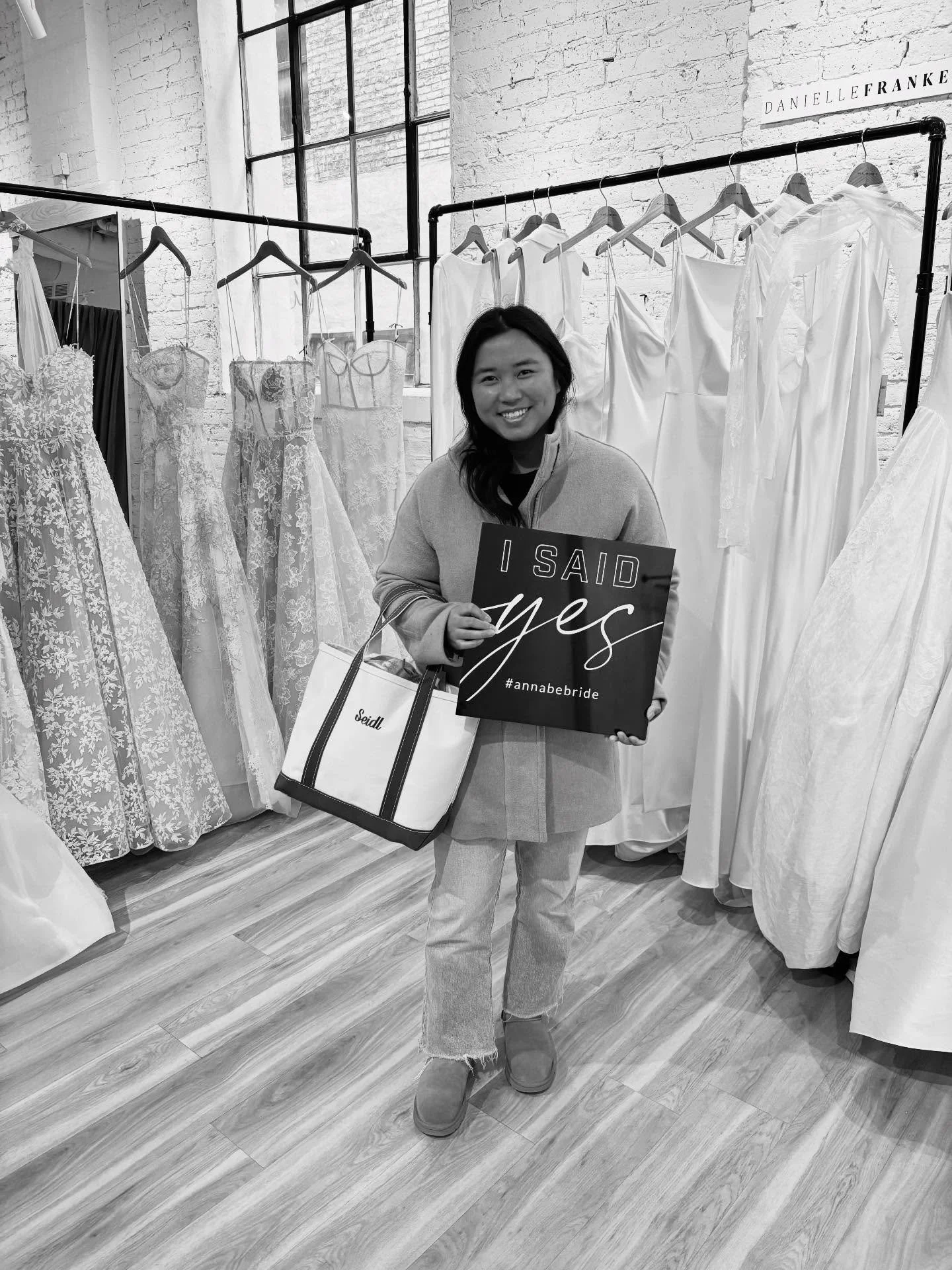 we are looking through our camera roll and tearing up. we love celebrating our brides and their big &lsquo;say yes&rsquo; moments. future brides, this could be you. book an appointment with us now so you can say yes to your dream dress. 🖤