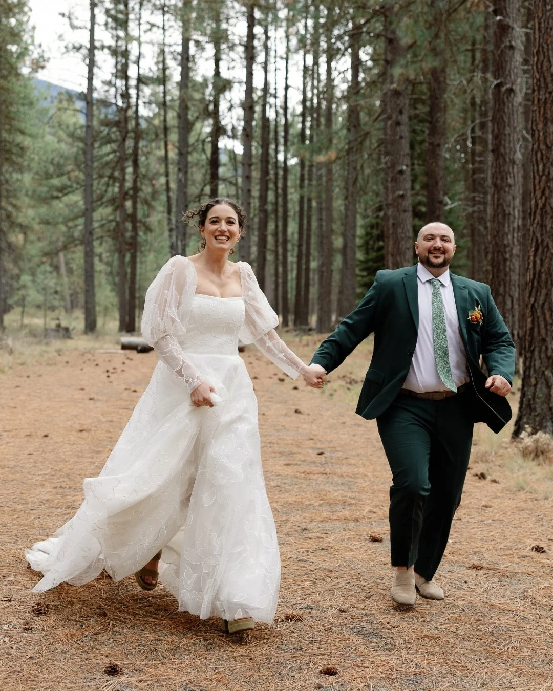 absolutely obsessed with this beautiful camp-themed forest wedding between a&amp;b&eacute; bride micah &amp; dylan, featuring @truvellebridal 🌲🤍 congrats to the beautiful couple! you can feel their love through the screen 🥺

dress | simone by @tru