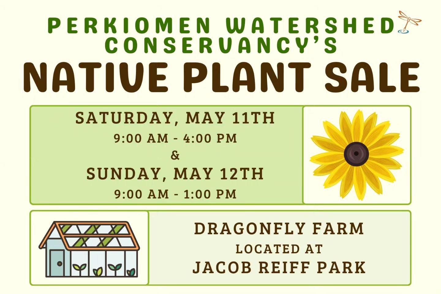 Native Plant Sale online pre-ordering opens on Monday, April 22nd at 8:00 am! Pre-order your favorite species on our website and pick them up from our in-person Native Plant Sale held on Mother's Day Weekend at Dragonfly Farm located at Jacob Reiff P