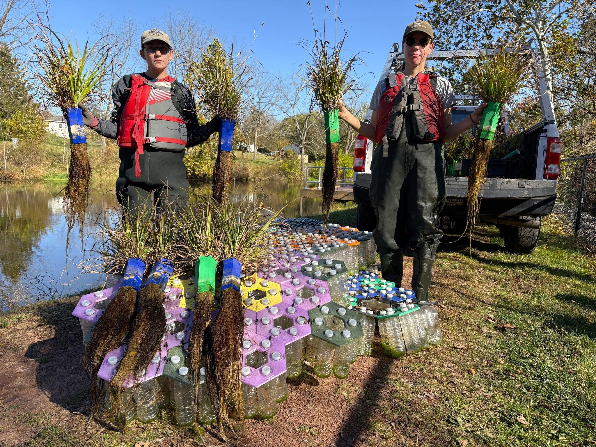 WHAT-A-HAUL!! Check out these great catches!! 

Today, we removed our PlantPod Floating Treatment Wetland System from Briarwyck Pond. These plants pulled excess nutrients from the water all summer long... next week these nutrient-packed natives will 