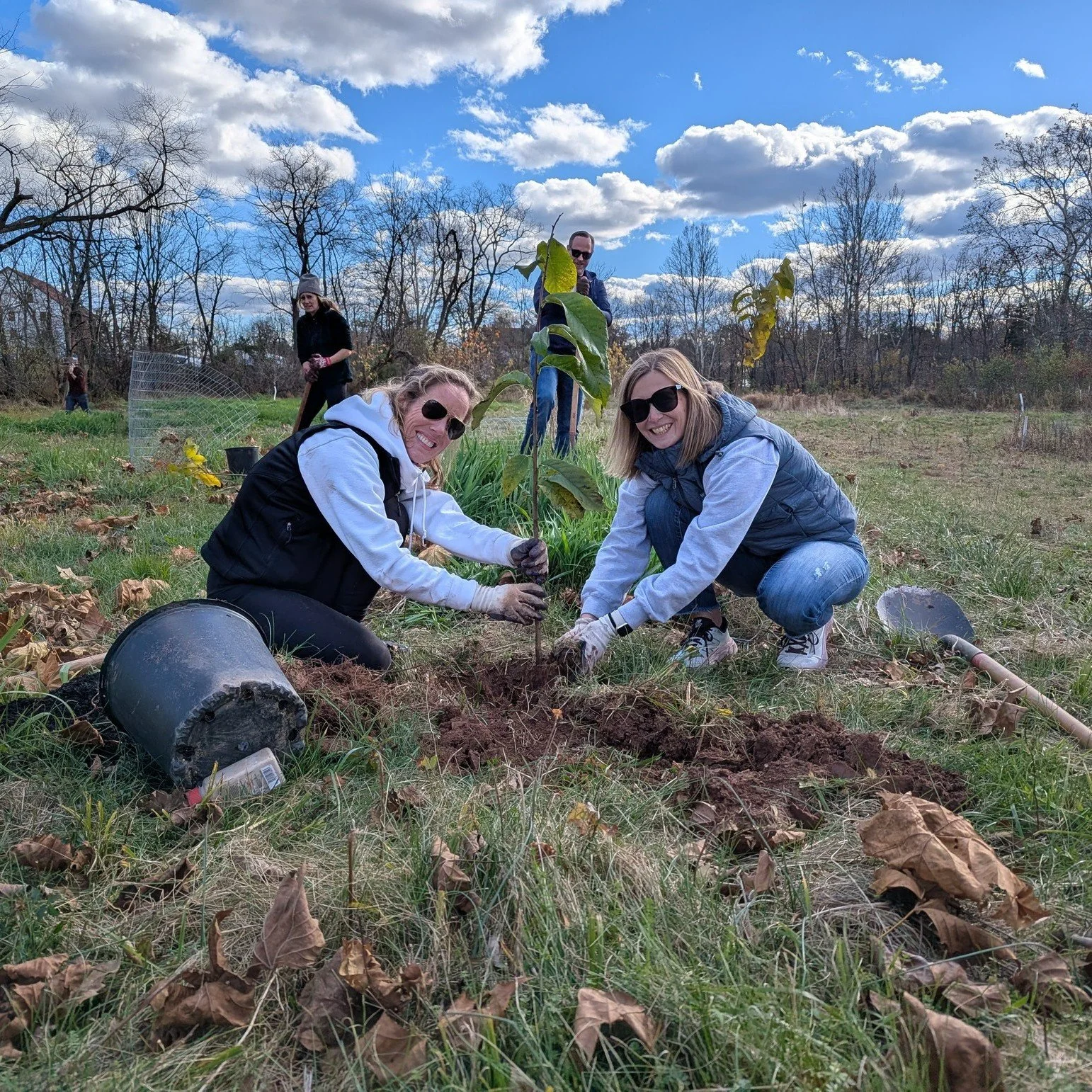 Another day, another tree planting! Thank you to the wonderful volunteers from SEI Investments and Workday for helping us plant, mulch, and protect these new trees from deer at Reiff Park in Lower Salford Township! Great work team!