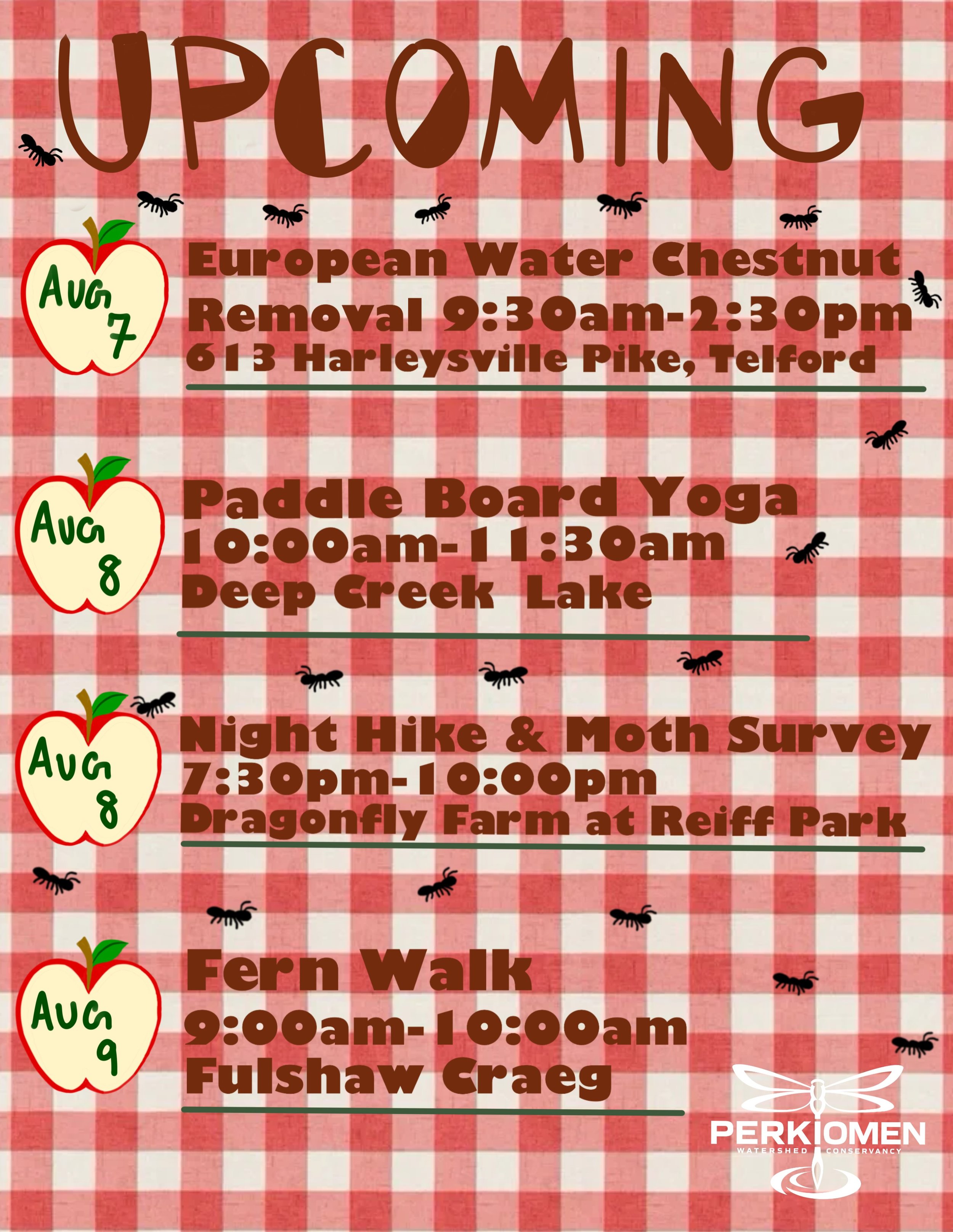Check out some of our upcoming events in August! Nature walks, yoga, invasive removal, and more! Register now at perkiomenwatershed.org!