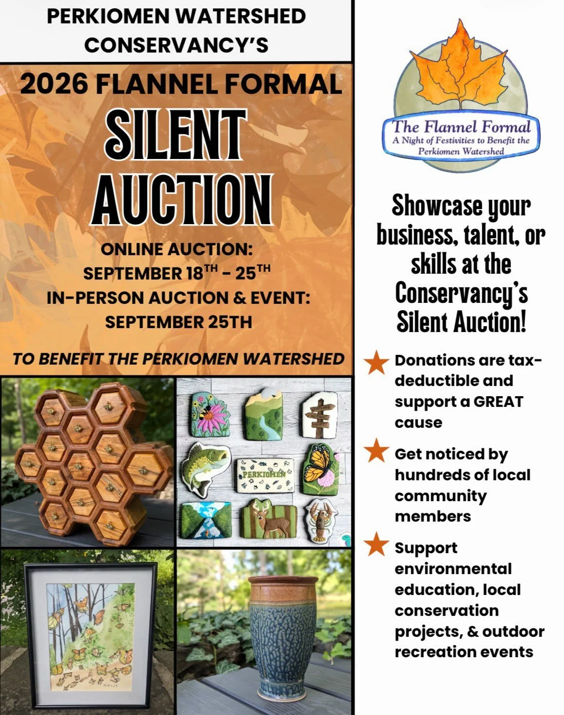 The 2026 Flannel Formal Silent Auction is coming up, and we would love to feature local businesses&rsquo; donations! Not only does your business get local recognition, but you would be supporting our work directly! We had over 300 bidders registered 