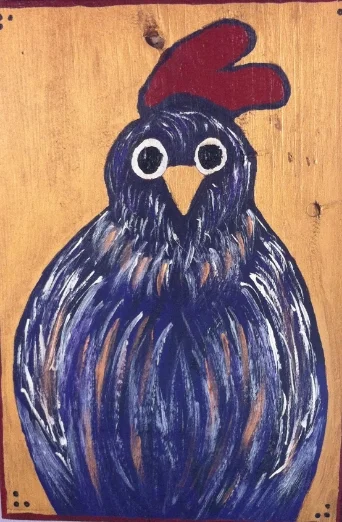 Wide-eyed Chicken: wood, acrylic