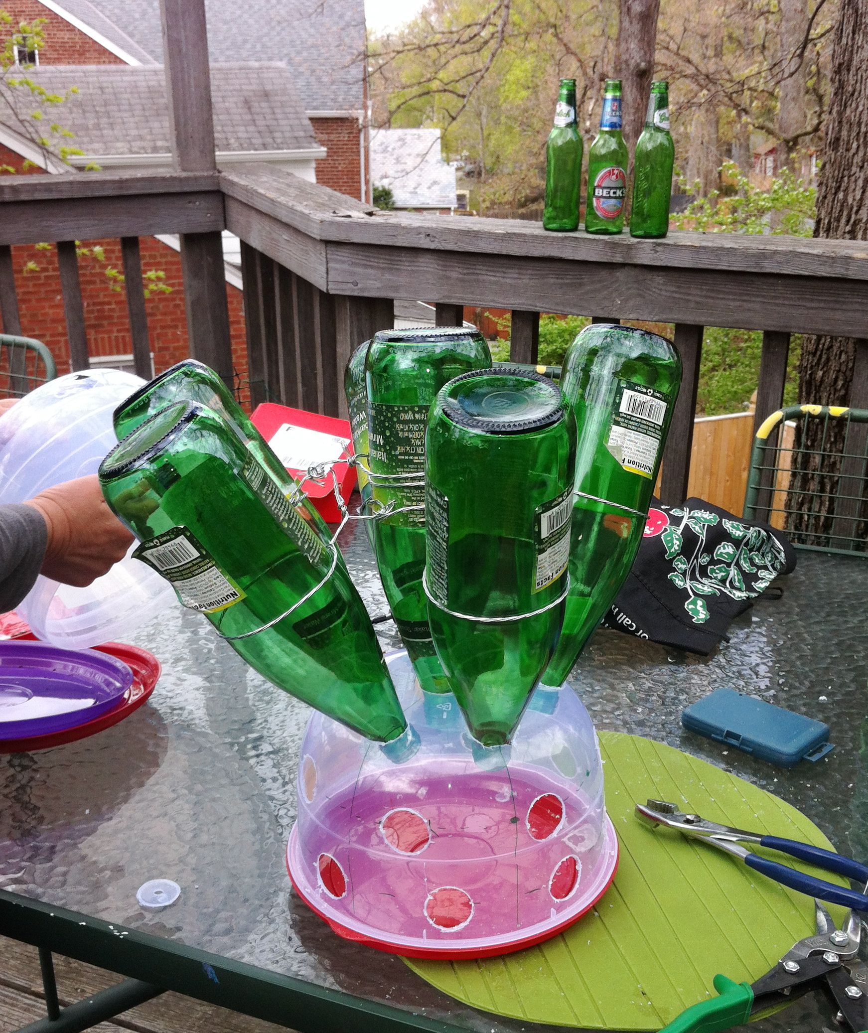 Starting with bottles on the table