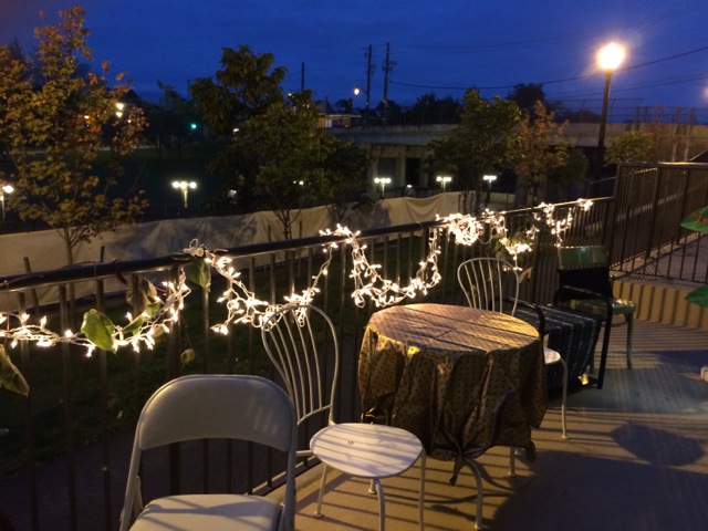Studio patio at night