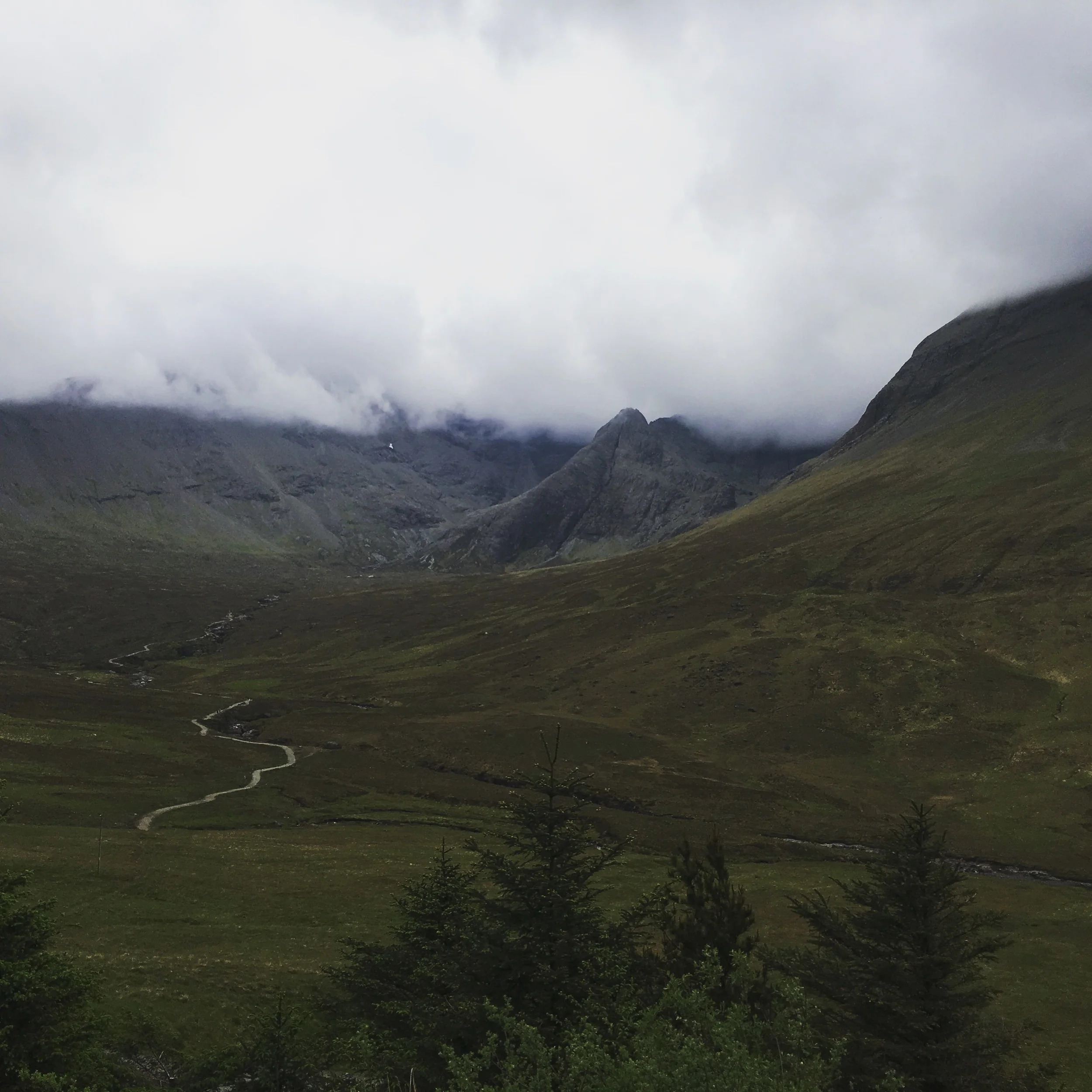 The fairy pools in summary from the road
