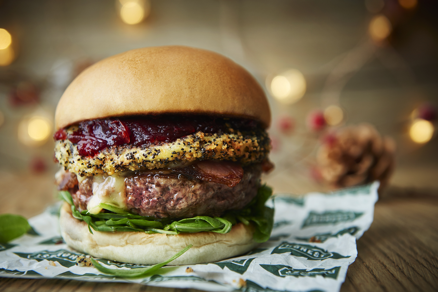 food photography honest burgers bacon camembert cranberry rocket photographer london still life