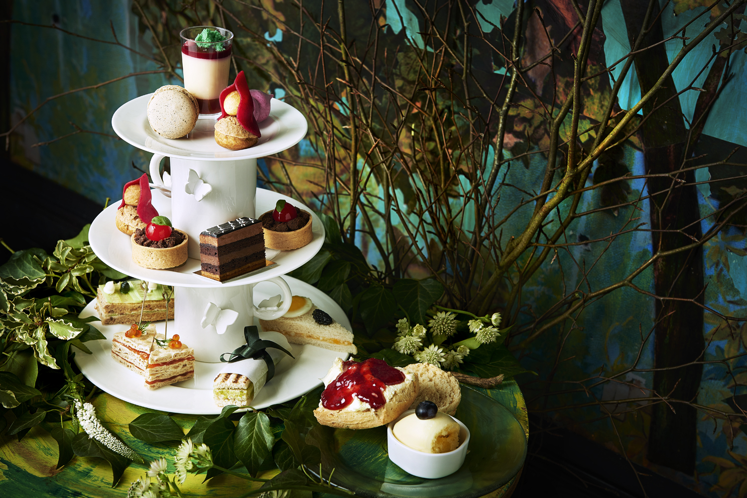 Food and drink photographer London. afternoon tea photography by Scott Grummett of Shoot group and p for production . Sketch london commissioned food and drink restaurant photography for disneys into the woods