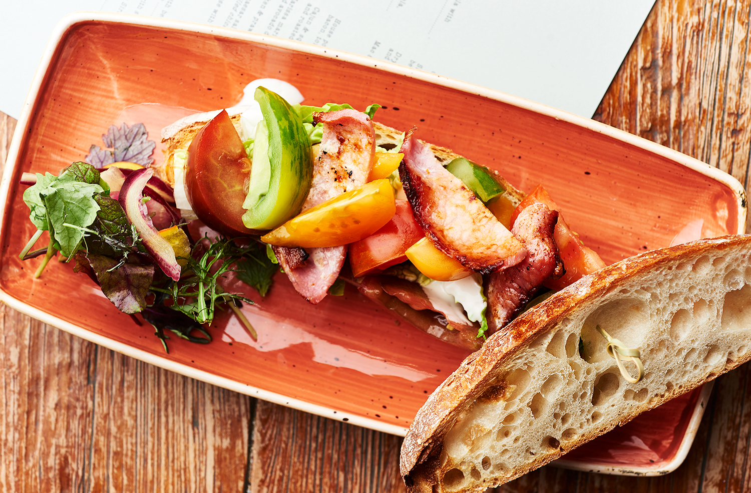 food photographer photography london uk drinks meals lunch dinner brunch breakfast advertising editorial tomatoes tomato heritage salad bread toast aviator by tag one eleven farnborough