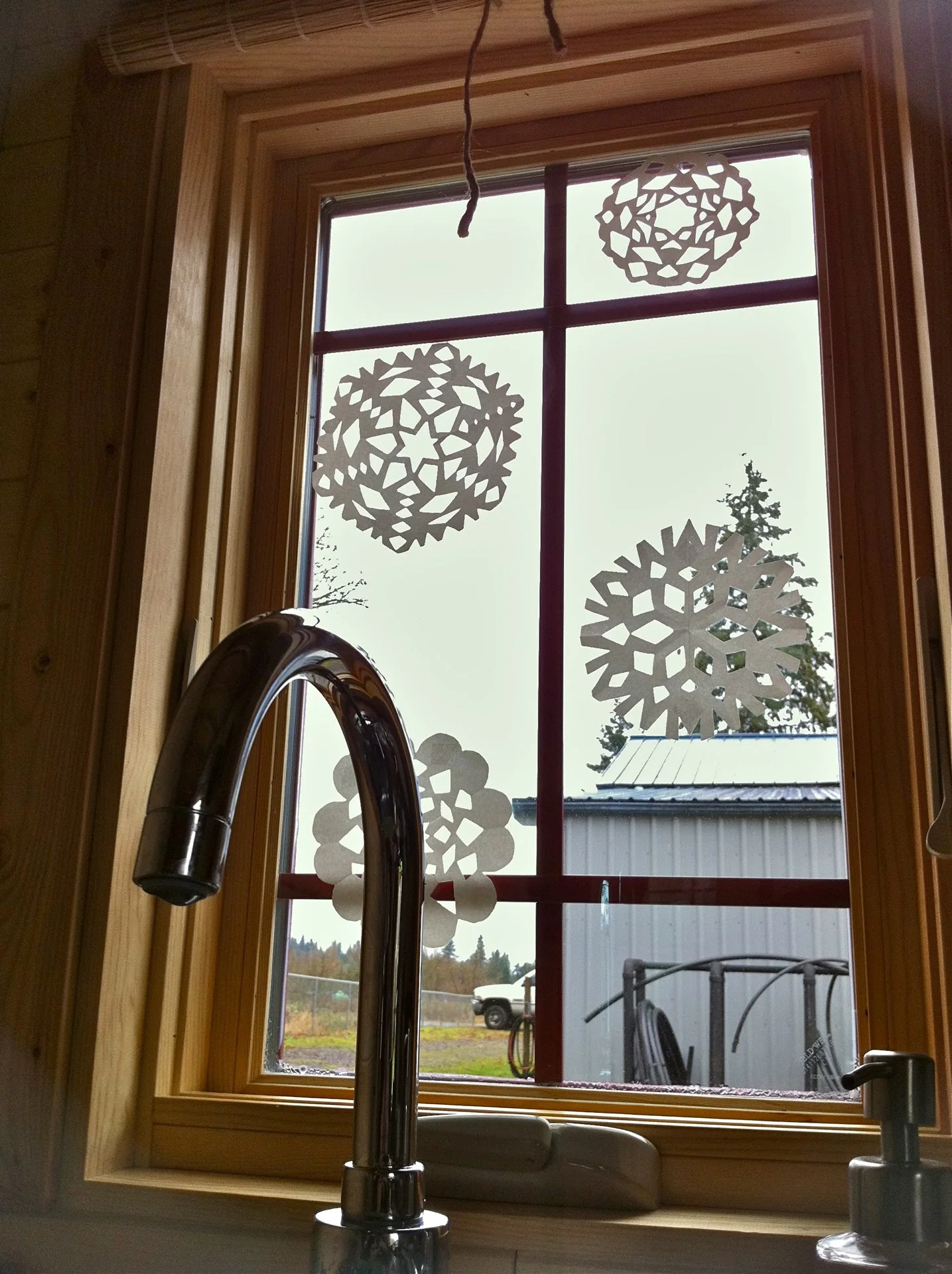 I made paper snowflakes for all the windows, had a blast doing them. Even got Chris to make one, hehe
